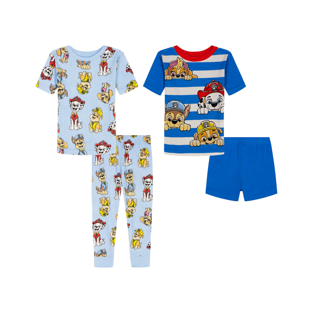 Nickelodeon Boys' 4-piece Snug-fit Cotton Short-Sleeve Matching Pajama Set, Soft & Cute for Kids