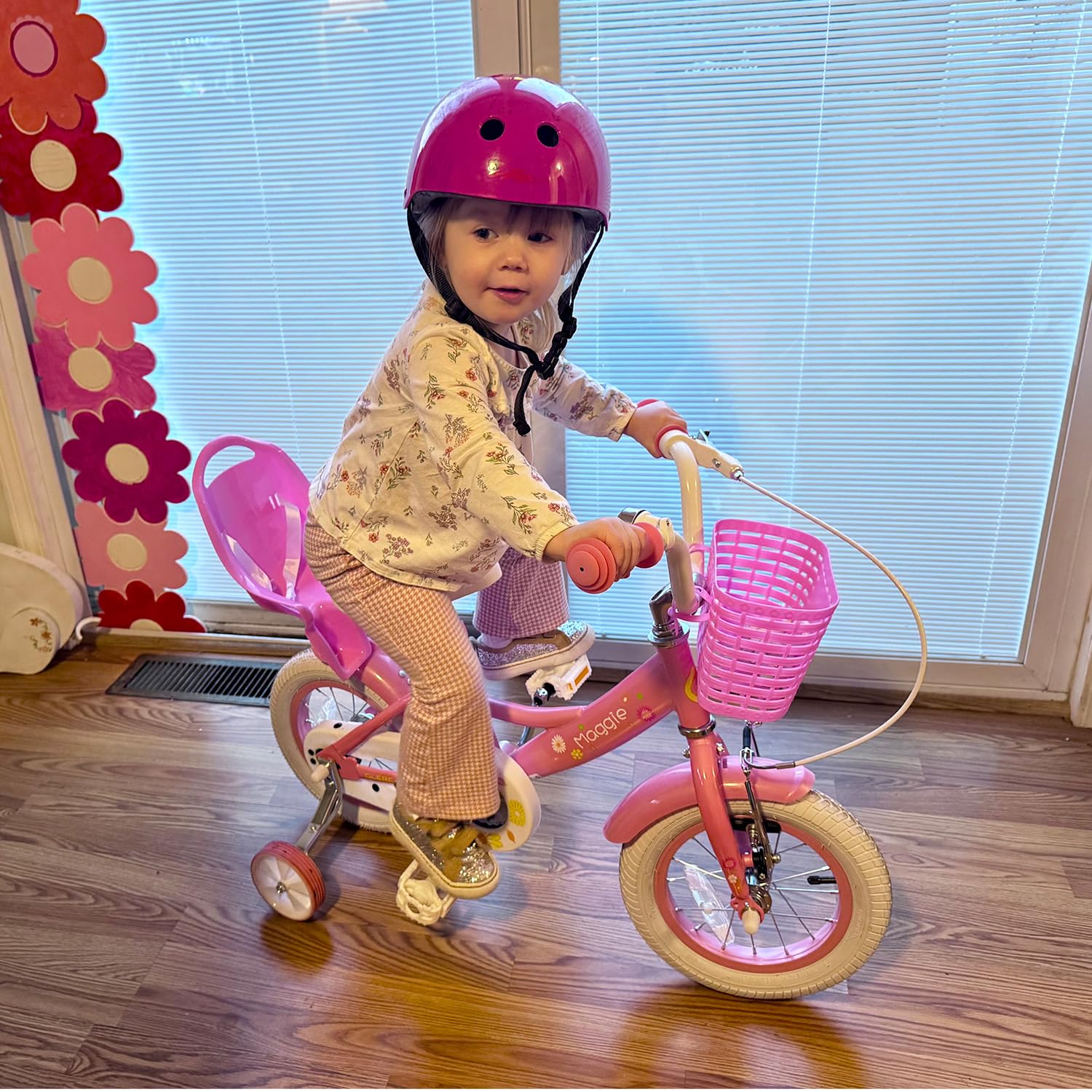 Glerc Maggie Girls Bike, 12-20 Inch Kids Bike for 2-13 Years Old Children, Princess Style Kids Bicycle with Doll-Seat & Basket & Training Wheels, Multiple Colors