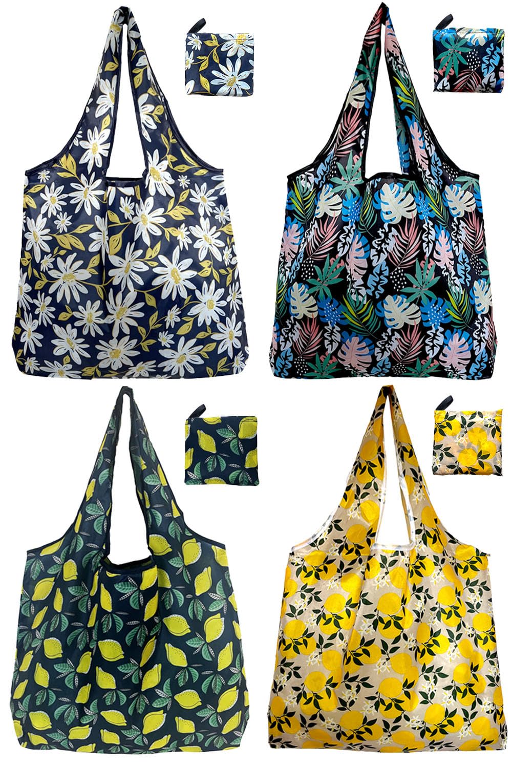 Bolsas de compras reutilizables para comestibles, paquete de 4 de 50 libras bolsas plegables grandes y lavables para mercado, compactas para un fácil almacenamiento, bolsas de tela ligeras y