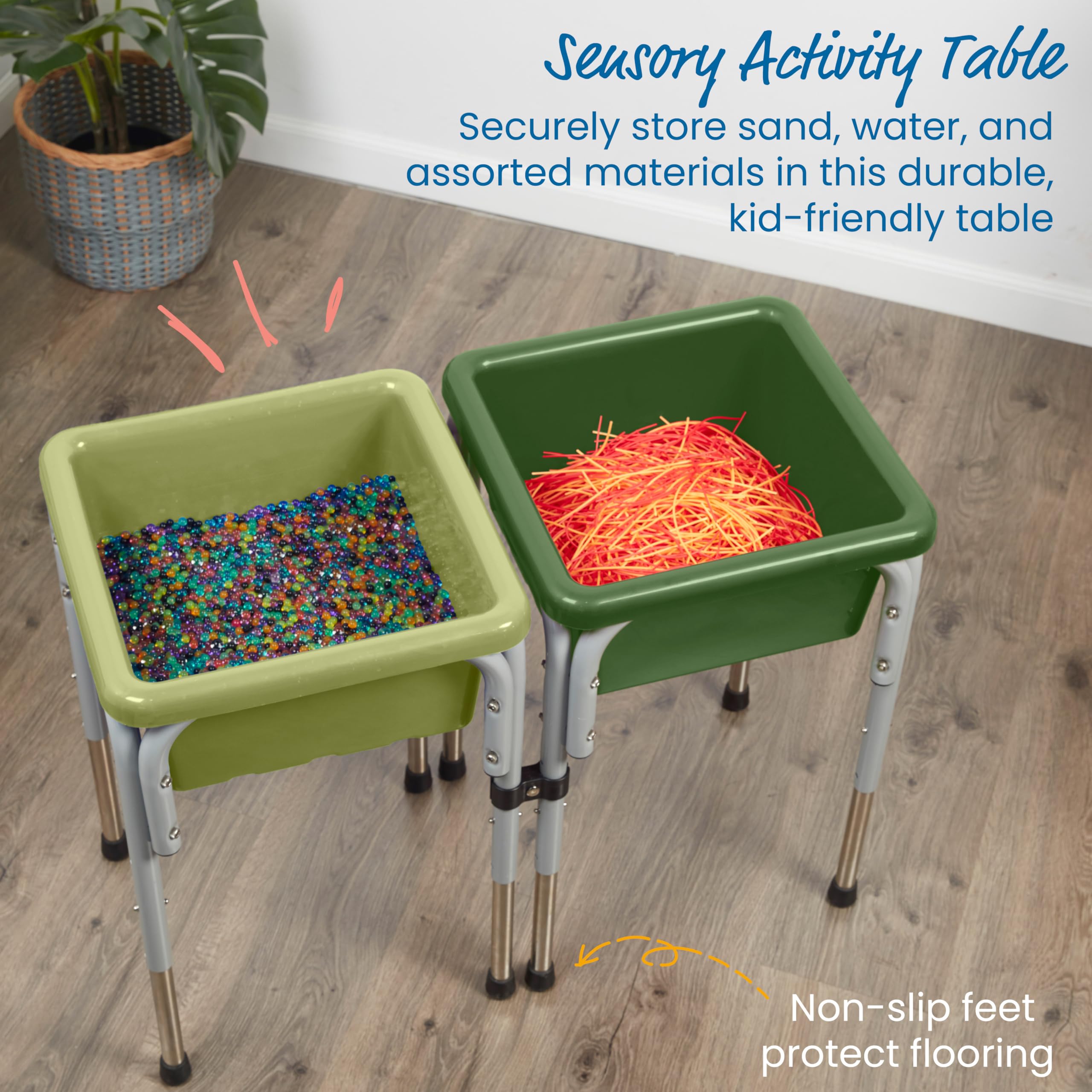 ECR4Kids 2-Station Sand and Water Adjustable Play Table, Sensory Bins, Blue/Red