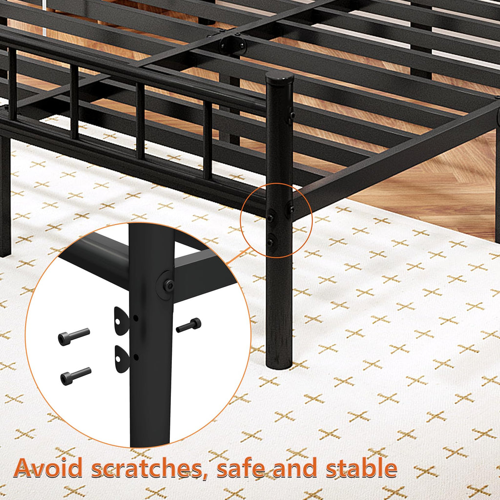 zizin Twin Size Metal Bed Frame with Headboard & Footboard 14 Inch Metal Platform Mattress Foundation Support with Steel Slat, Under Bed Storage, No Box Spring Needed