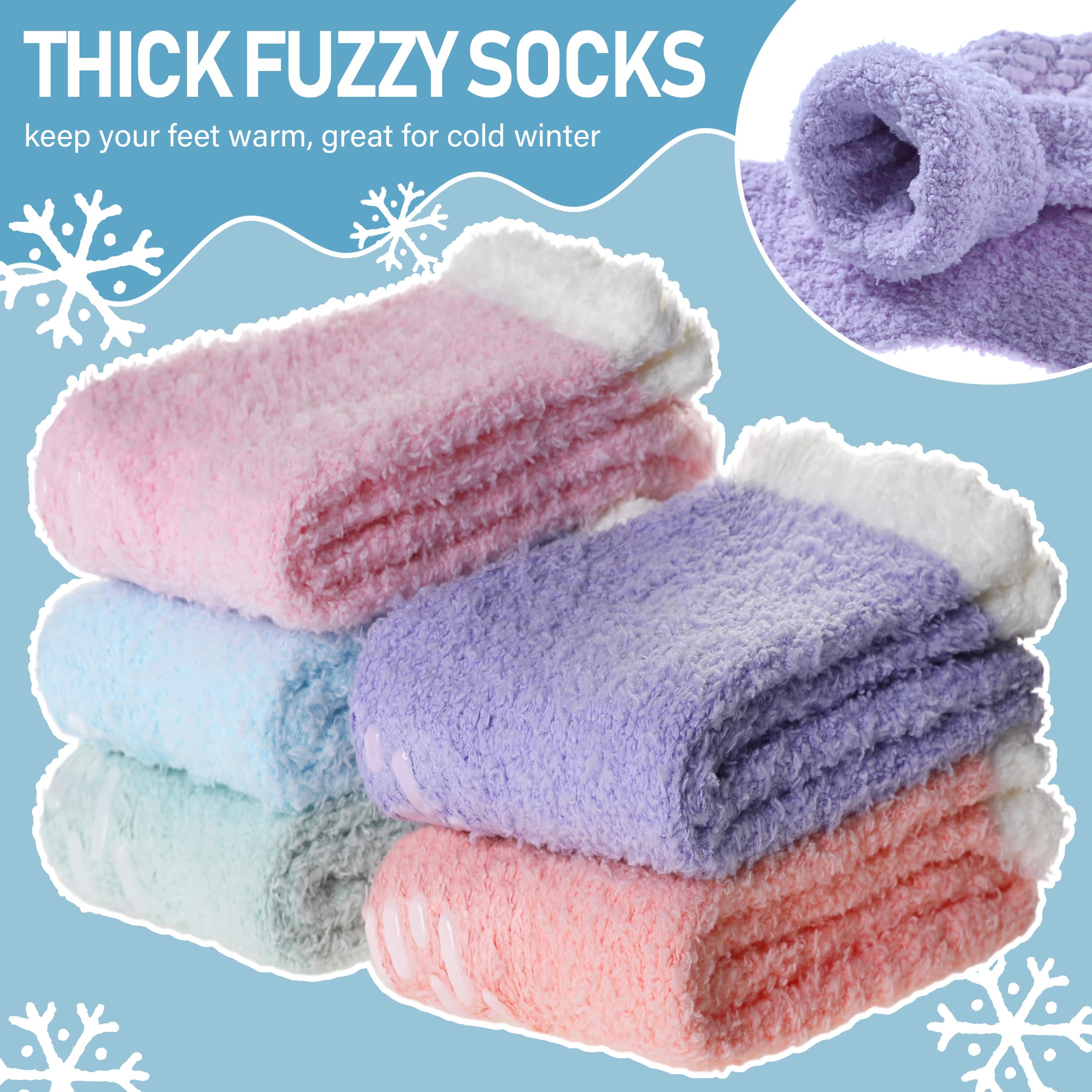 Yebing Non Slip Hospital Socks for Women with Grips Fuzzy Cozy Anti Skid Slipper Socks Winter Warm Soft Fluffy Sleep Socks