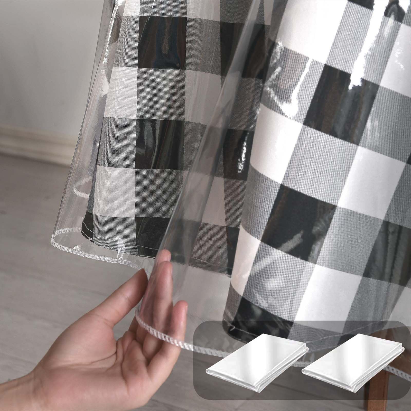 Hiasan Clear Plastic Tablecloth Rectangle - 100% Waterproof Oilproof Stain Resistant Wipeable Transparent Vinyl Table Cloth Protector, 30 x 30 Inch