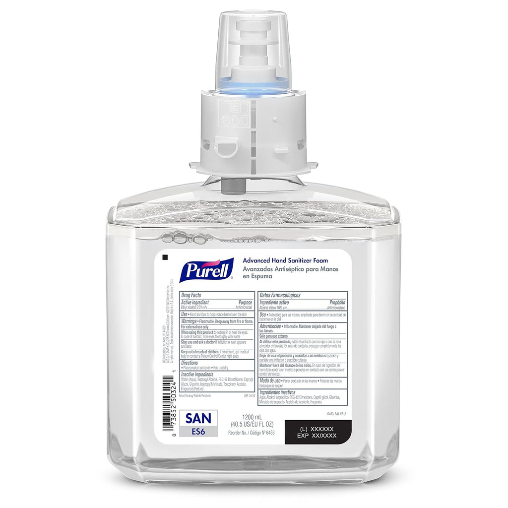PURELL Brand Advanced Hand Sanitizer Foam, Clean Scent, 1200 mL Refill for PURELL ES6 Automatic Hand Sanitizer Dispenser (Pack of 2) - 6453-02