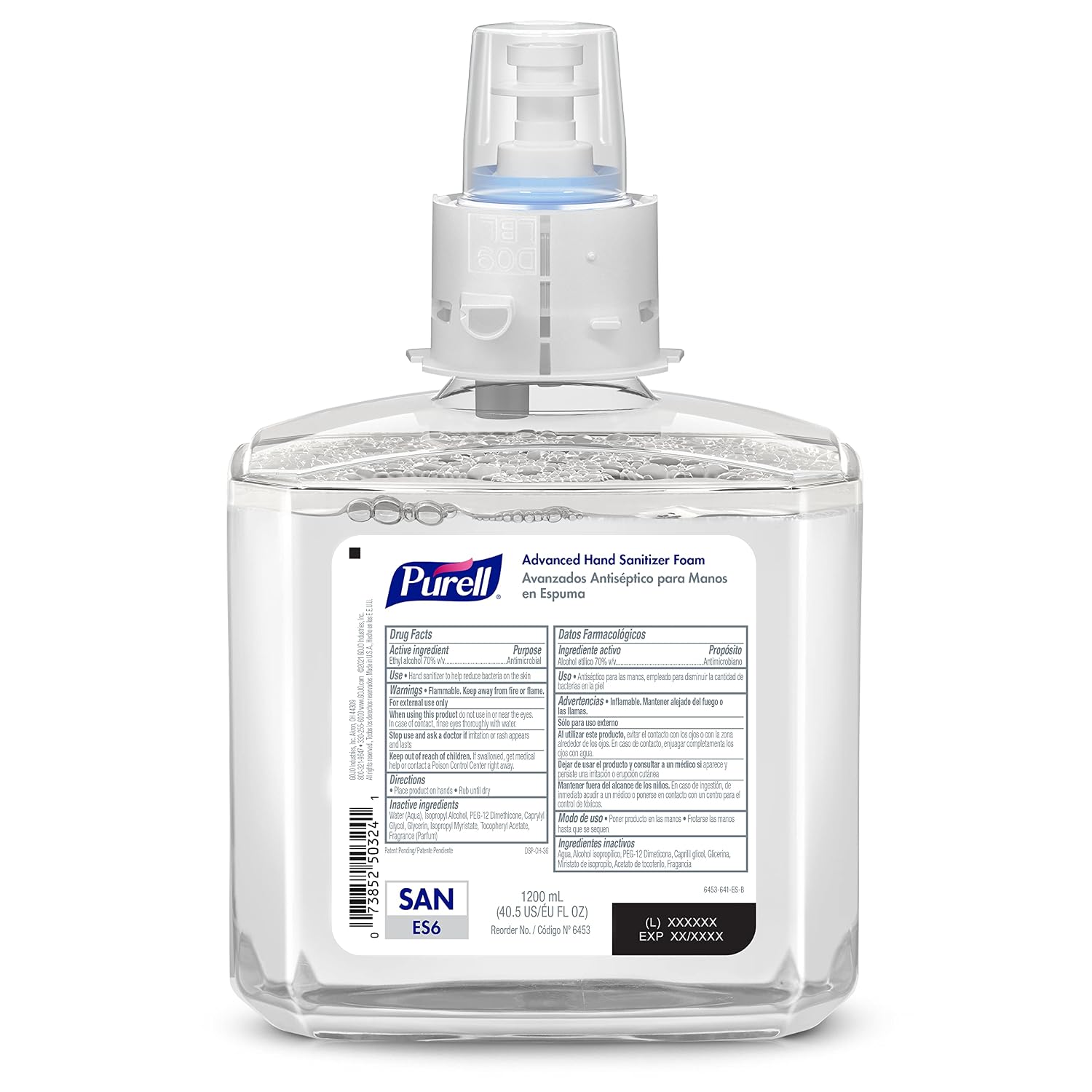 PURELL Brand Advanced Hand Sanitizer Foam, Clean Scent, 1200 mL Refill for PURELL ES6 Automatic Hand Sanitizer Dispenser (Pack of 2) - 6453-02