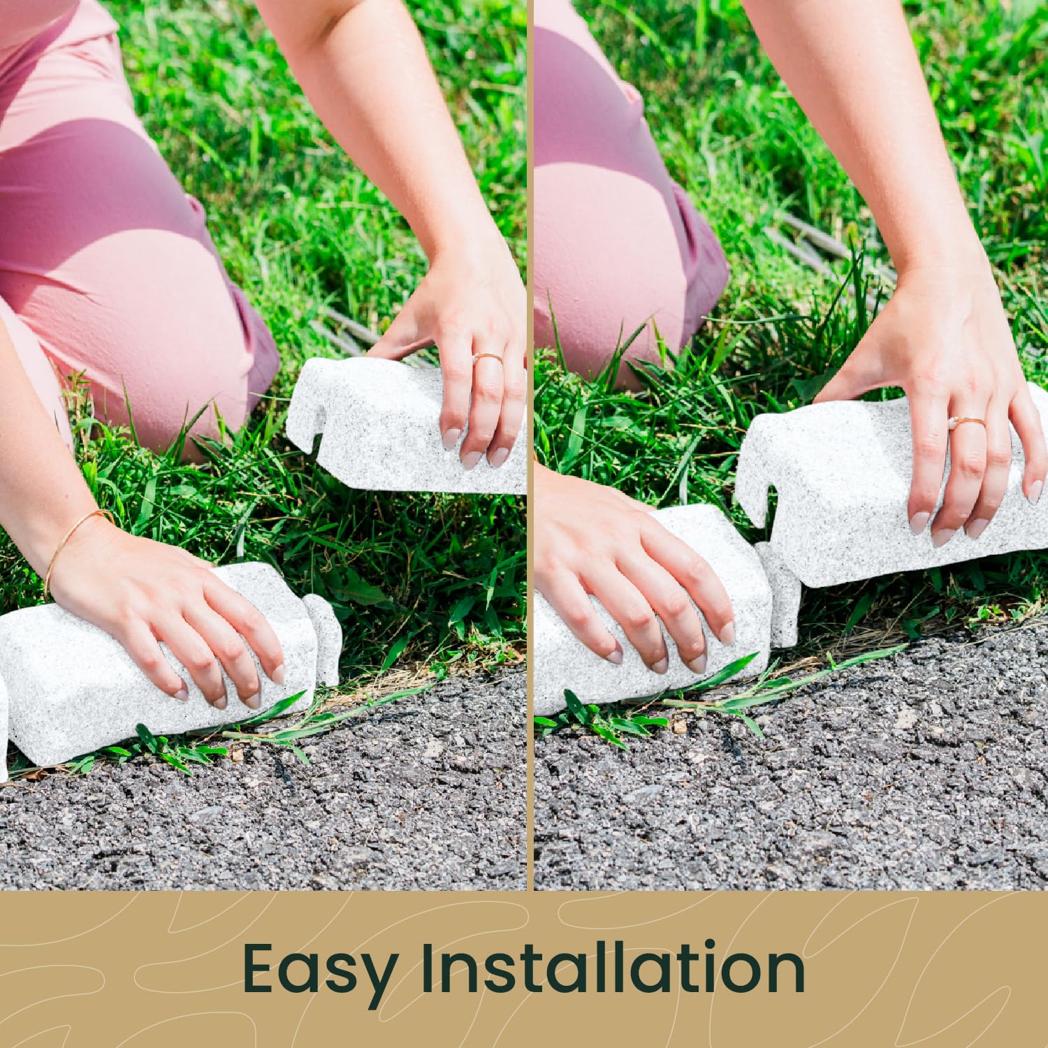 Beuta Landscape Edging | Garden Edging Border | Faux Stone Bricks for Lawn edging, Flower beds, Pathways & Yard Edging– 1 Pack | Each Section Has 6 Bricks 48"L x 4"W x 2.25"H | 3 Spikes |Cobblestone
