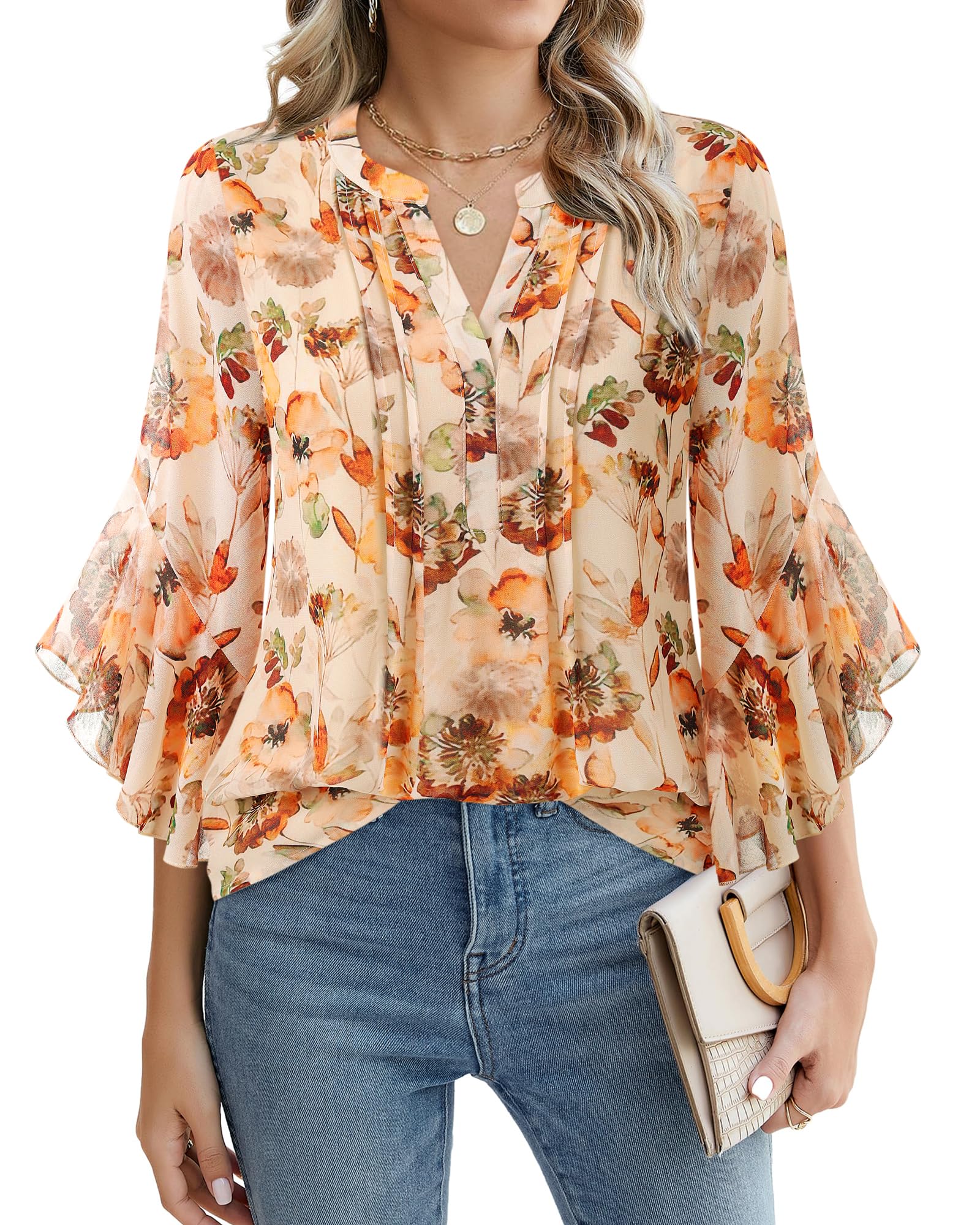 Timeson Women's 3/4 Sleeve Top | Dressy, Casual