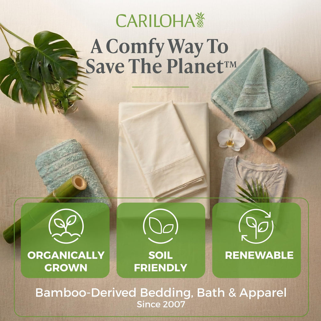 Cariloha Aloha Soft 100% Organic Bamboo Viscose Sheets – 4-Piece Queen Sheet Set – 16 in Deep Pockets – Buttery Soft, Hypoallergenic, Cooling Sheets – Oeko-TEX Standard 100 – Cape Blue