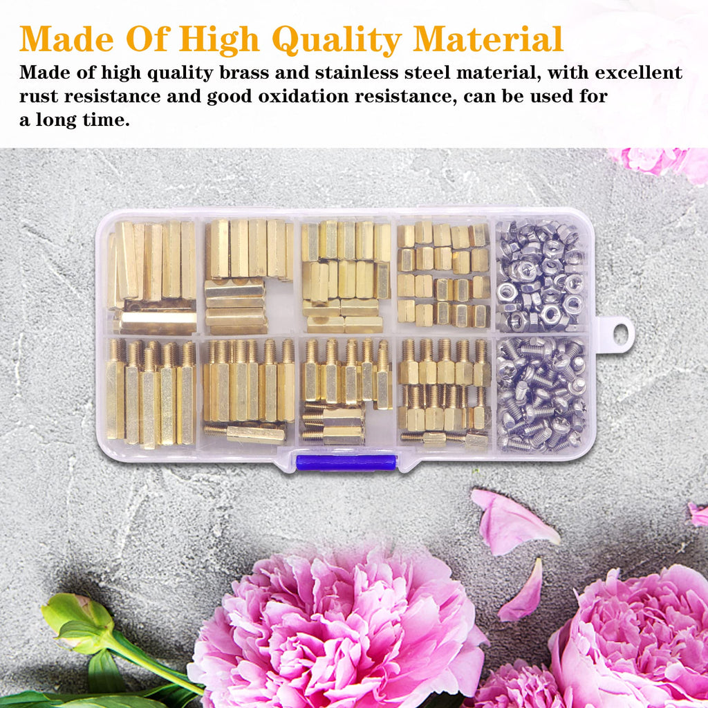 400Pcs M2 Motherboard Standoffs&Screws&Nuts Kit, Hex Male-Female Brass Spacer Standoffs, Laptop Screws for DIY Computer Build, Electronic Projects, Raspberry Pi, Circuit Board etc.