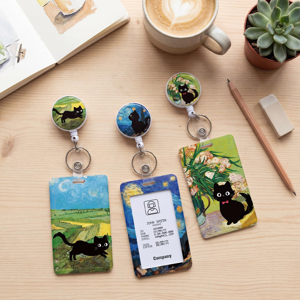 3 Set Badge Holder Retractable Reel Bloom ID Badge Holders with Clip Cute Name Badge Holders for Teacher Nurse Doctor Student Office Workers