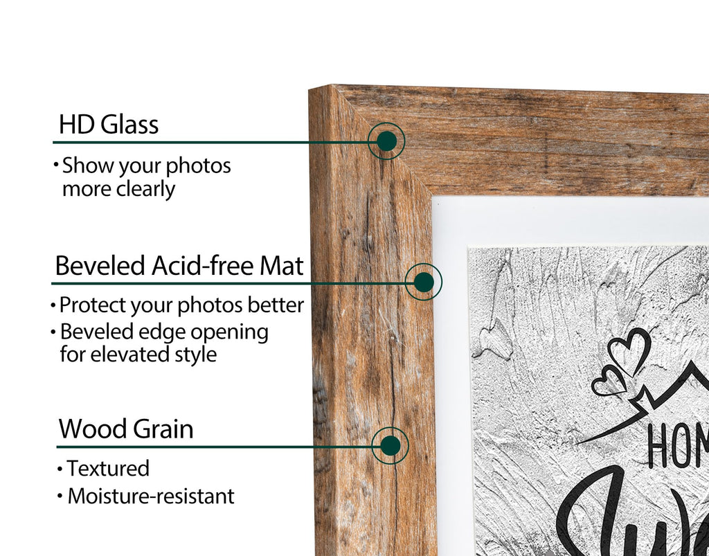 Califortree Black 11x14 Picture Frame - Display Photos 8x10 with Mat or 11x14 Without Mat - HD Glass Inside, Set of 2
