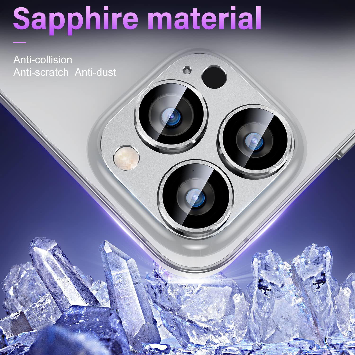 Uyiton Compatible with iPhone 17 Camera Lens Protector - [Not Easy to Break][Strong Adsorption][Case-Friendly] Metal Tempered Glass Rear Camera Screen Cover - Black