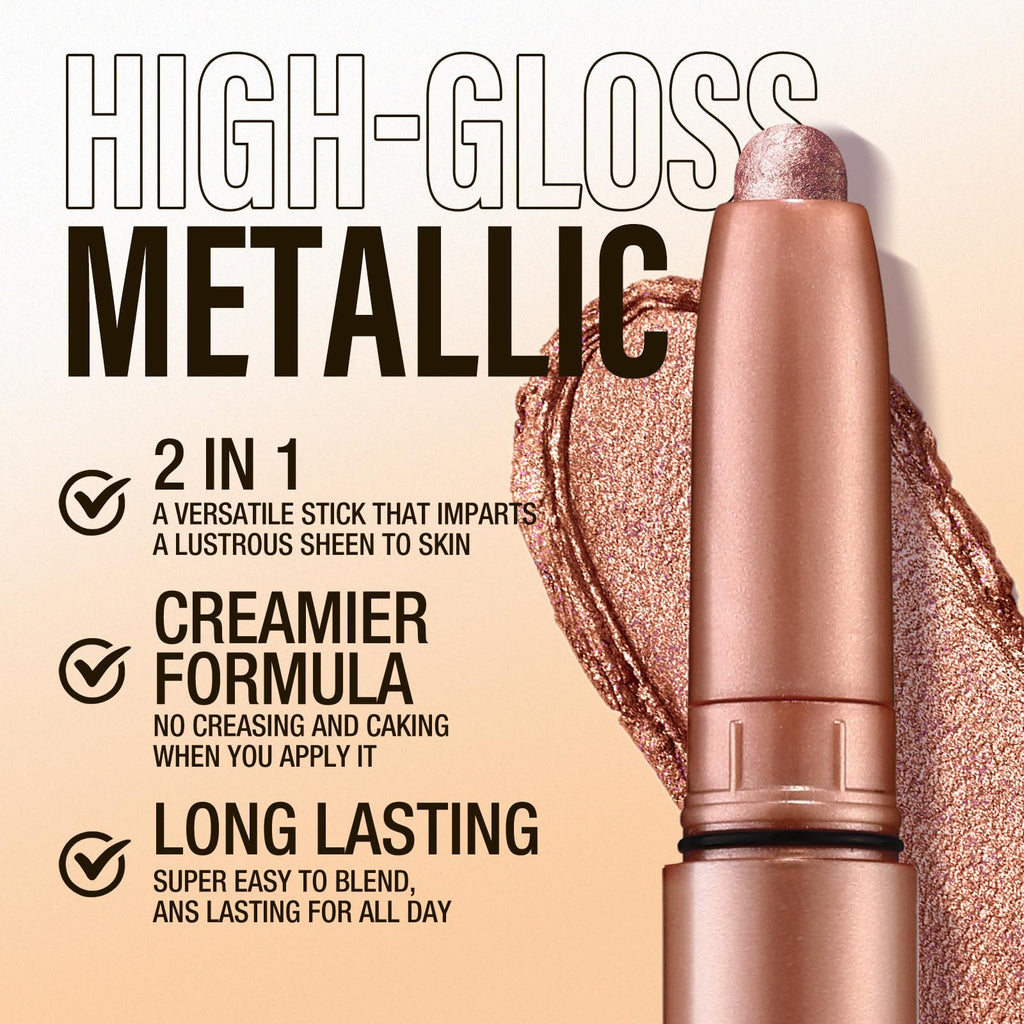 Eyeshadow Stick Set, 2 Colors Matte Professional Bright-Colored Contouring and Highlight Eyeshadow Stick, Cream Waterproof Long Lasting High Pigmented Eye Shadow