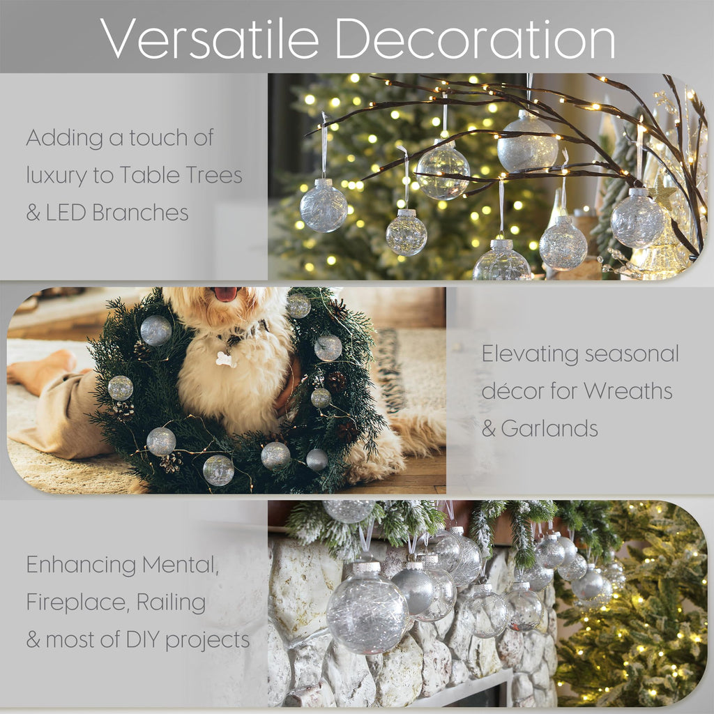Sea Team Shatterproof Clear Plastic Christmas Ball Ornaments Decorative Xmas Balls Baubles Set with Stuffed Delicate Decorations (80mm/3.15 inch 20-Pack, Babyblue)