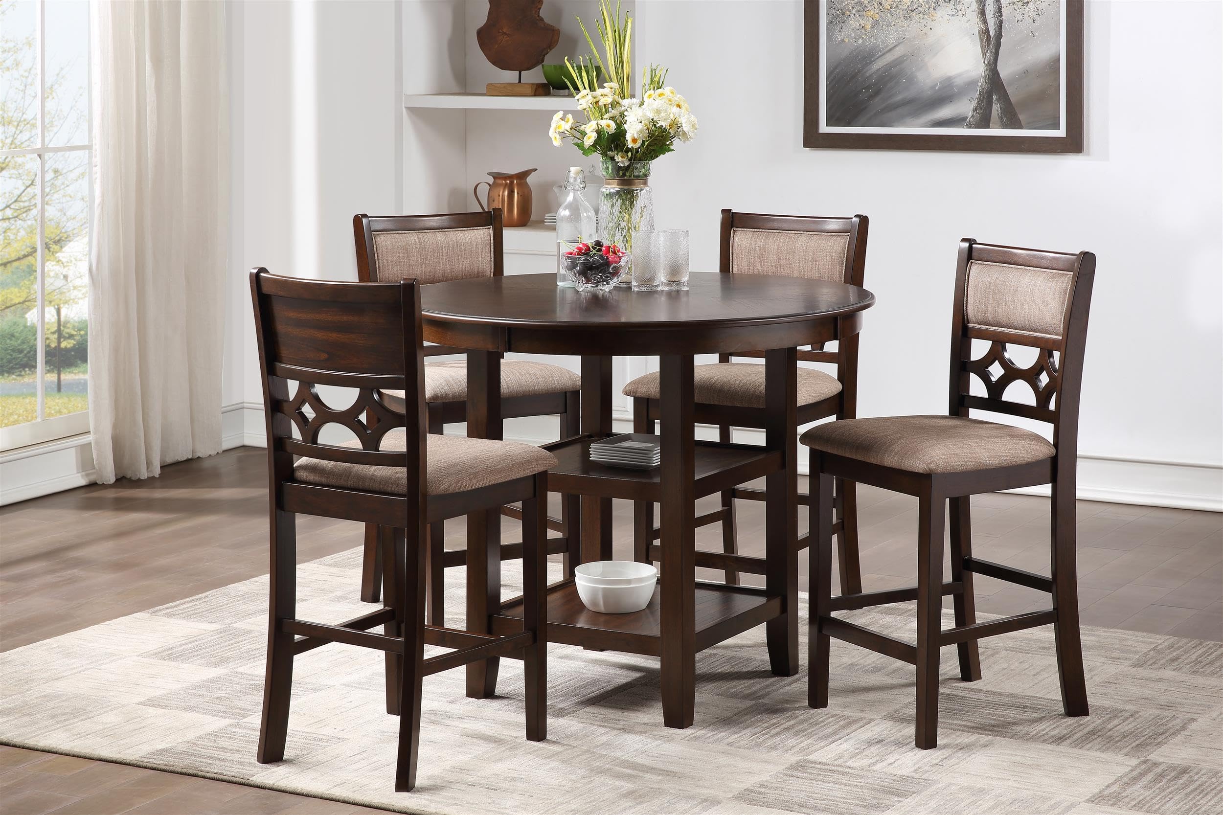 New Classic Furniture Mitchell Dining Room Table, Beige and Brown