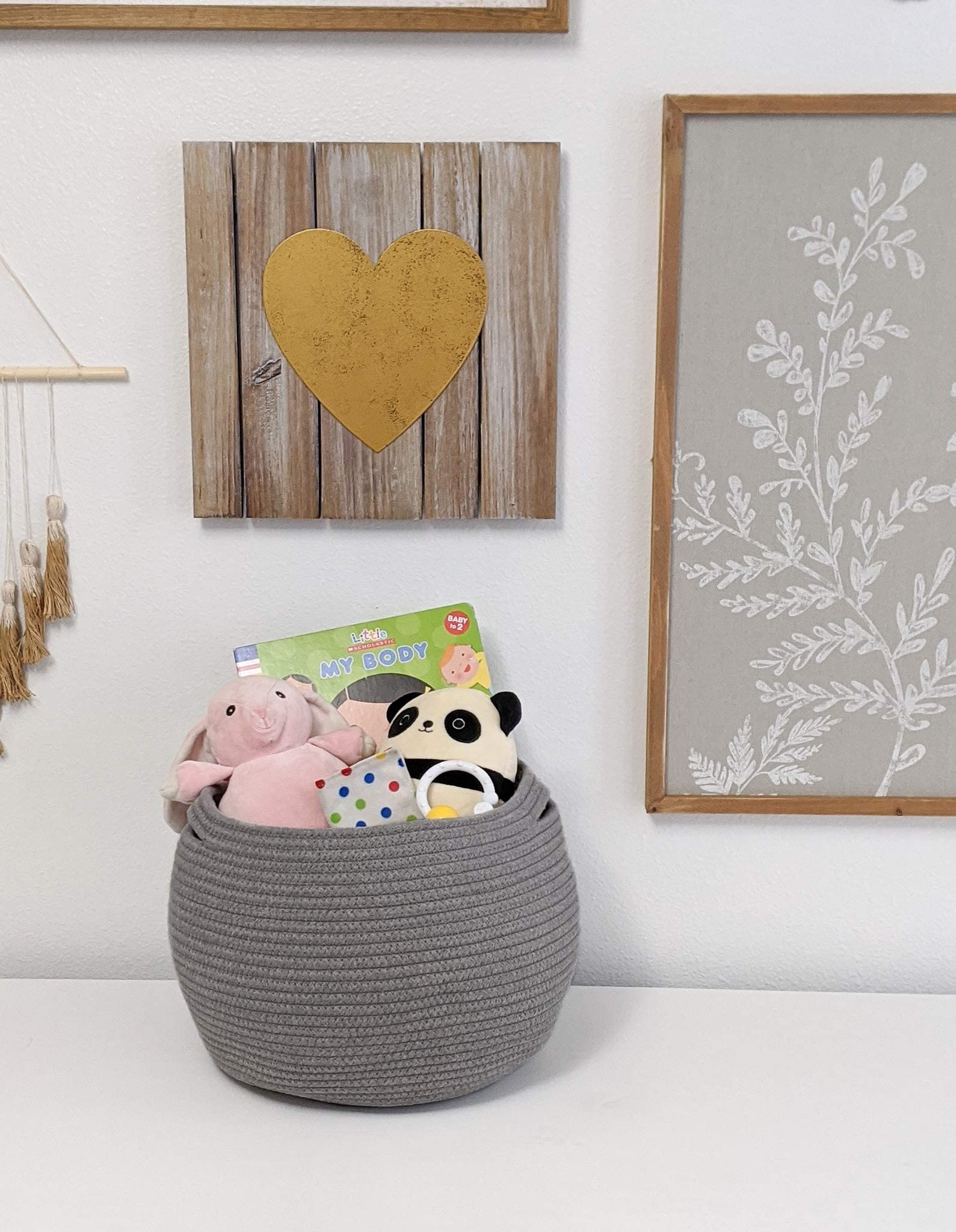 Goodpick Small Rope Storage Basket, Black Round Baskets for Socks, Dog Toys, Towels, Cute Baby Basket for Living Room, Bedroom, Nursery, Towel Baskets for Bathroom, 10 x 8.3 inches