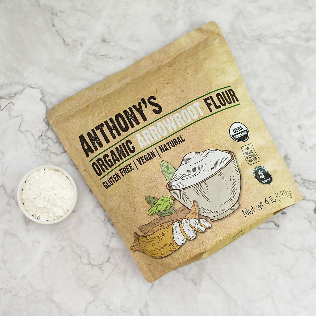 Anthony's Organic Arrowroot Flour, 4 lb, Batch Tested Gluten Free, Non GMO, Vegan