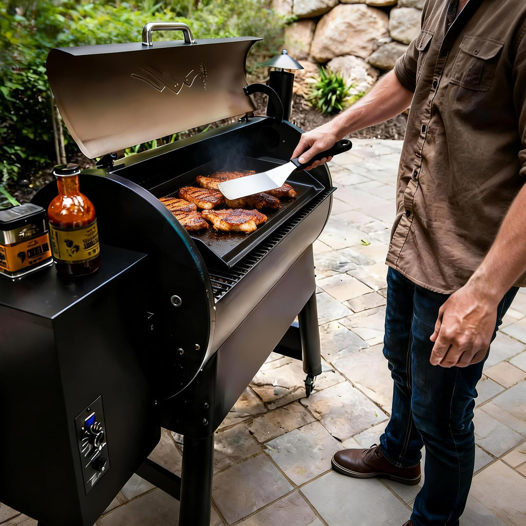Carbon Steel Griddle for Gas Grill, Double Burner Griddle Compatible with Induction, Stove Top, Electric, Oven - 17" x 10" Professional Cookware for Cooktop, NonStick Griddle Pan
