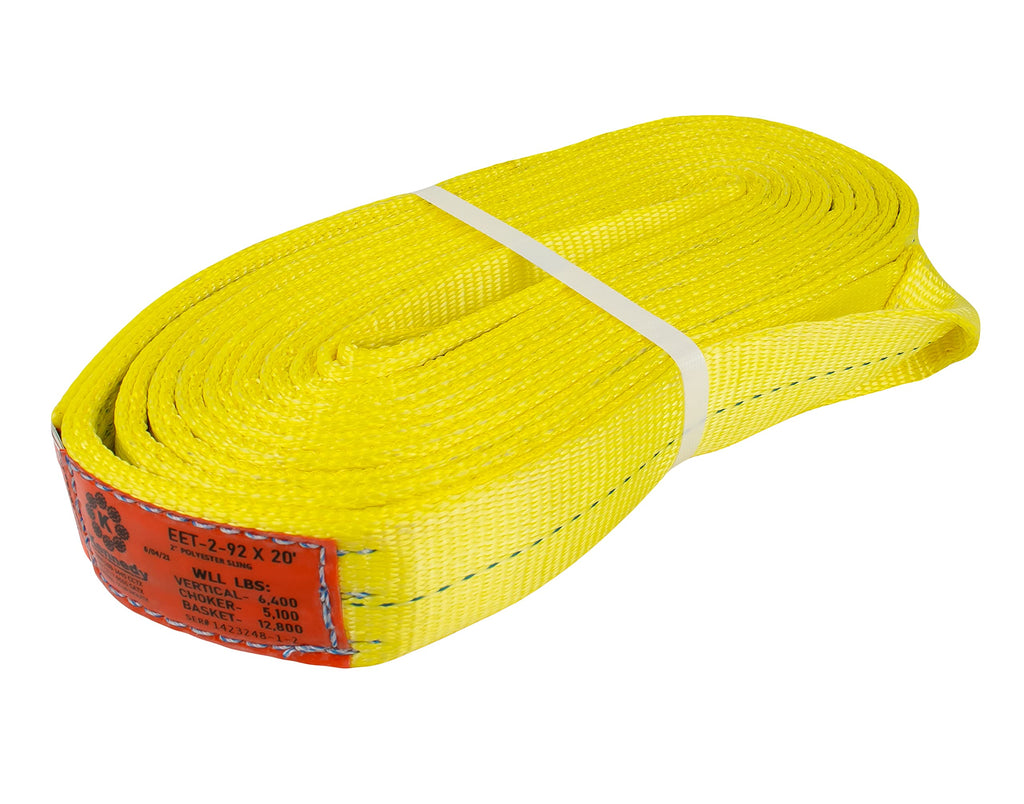 Kennedy Wire Rope & Sling Company 1" x 2' 2-Ply Twist Eye Polyester Lifting Sling (Various Sizes in Listing) Made in The USA
