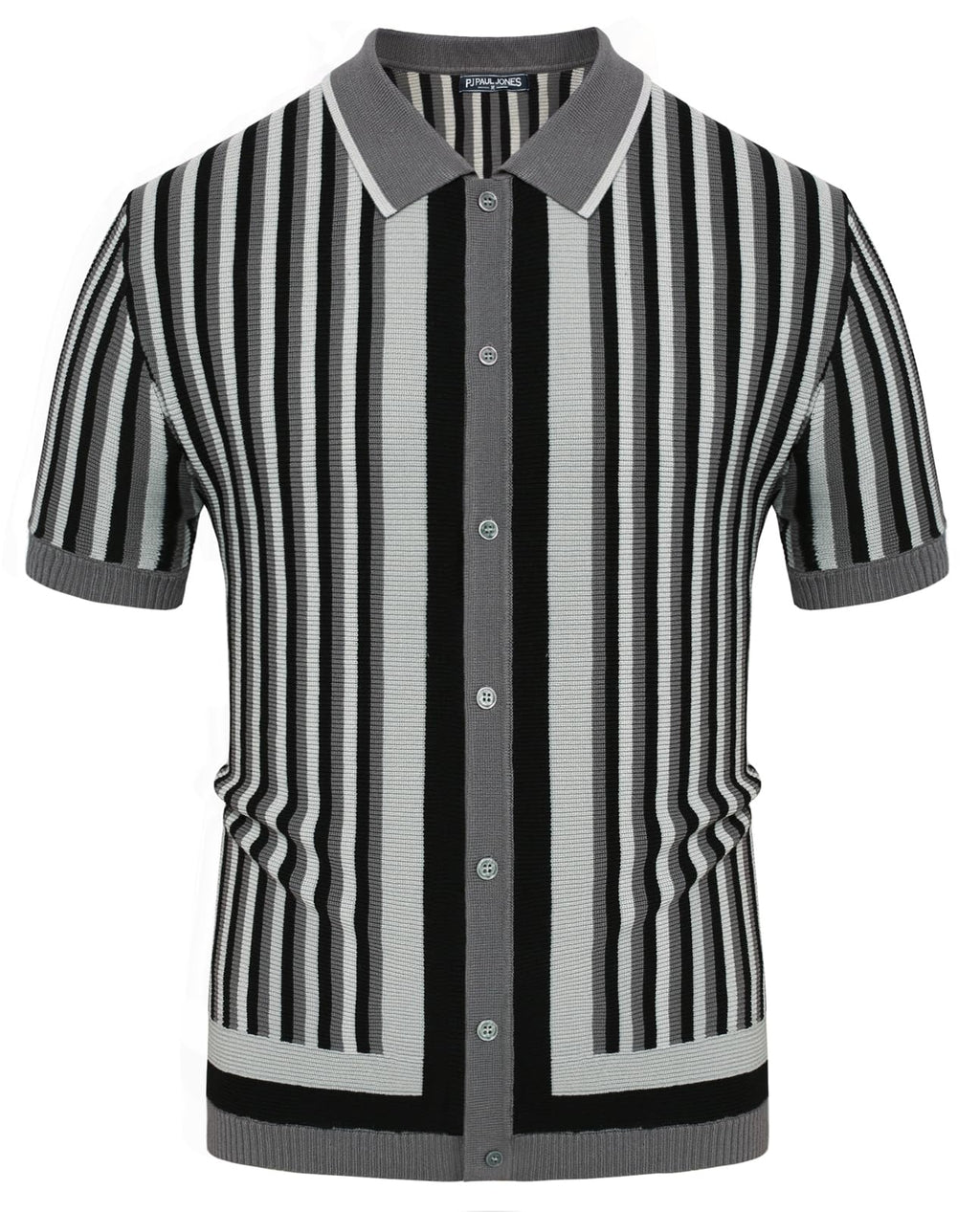 PJ PAUL JONES Men's Polo Shirts Retro Knit Shirt Vintage Striped Shirt