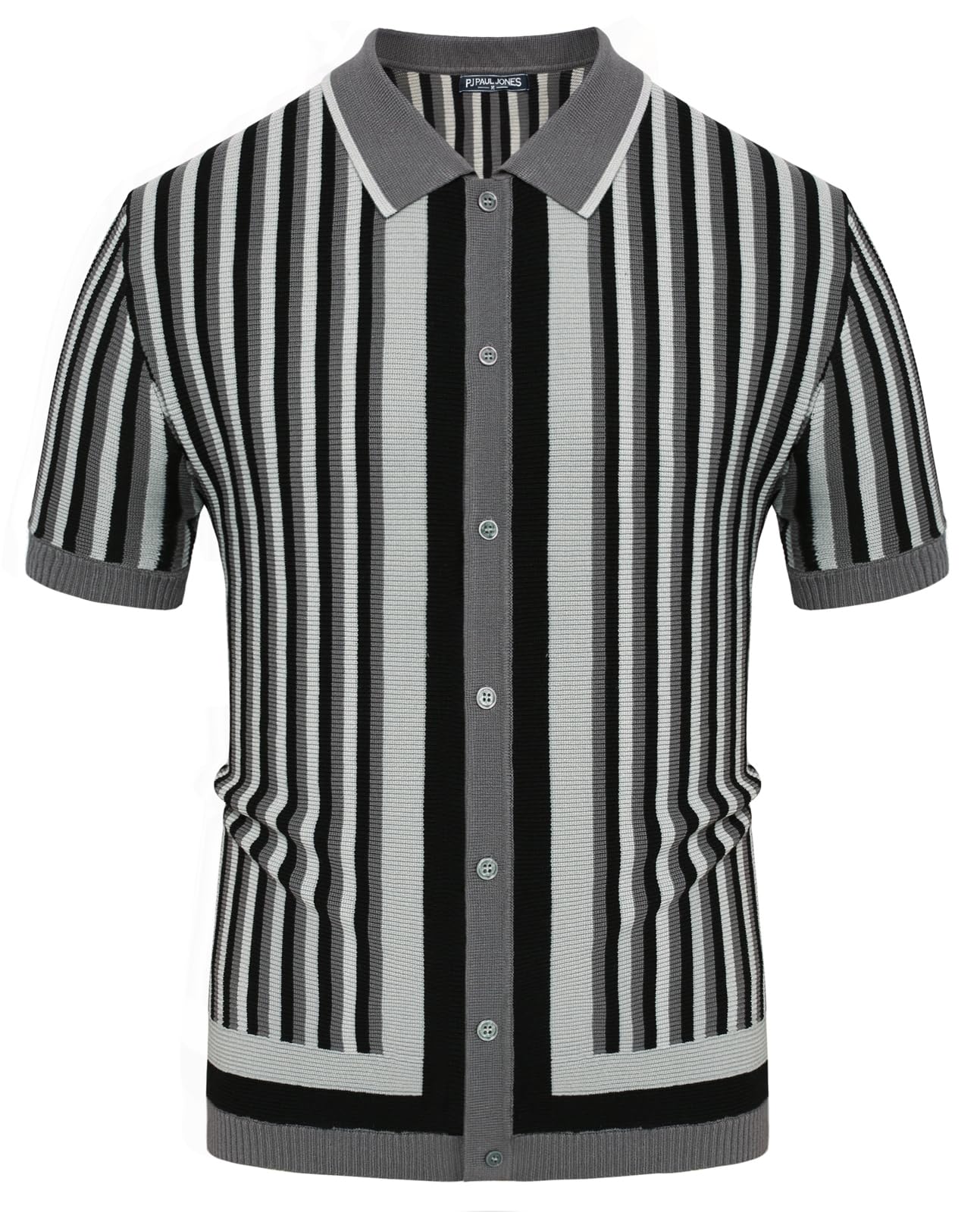 PJ PAUL JONES Men's Polo Shirts Retro Knit Shirt Vintage Striped Shirt