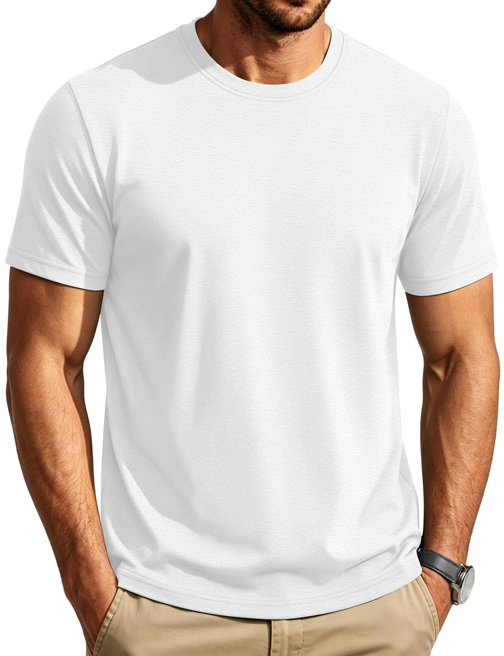 Cotrasen Mens T-Shirts Short Sleeve Cotton Crew Neck Lightweight Moisture Wicking Casual Soft Basic Plain Tee Shirts