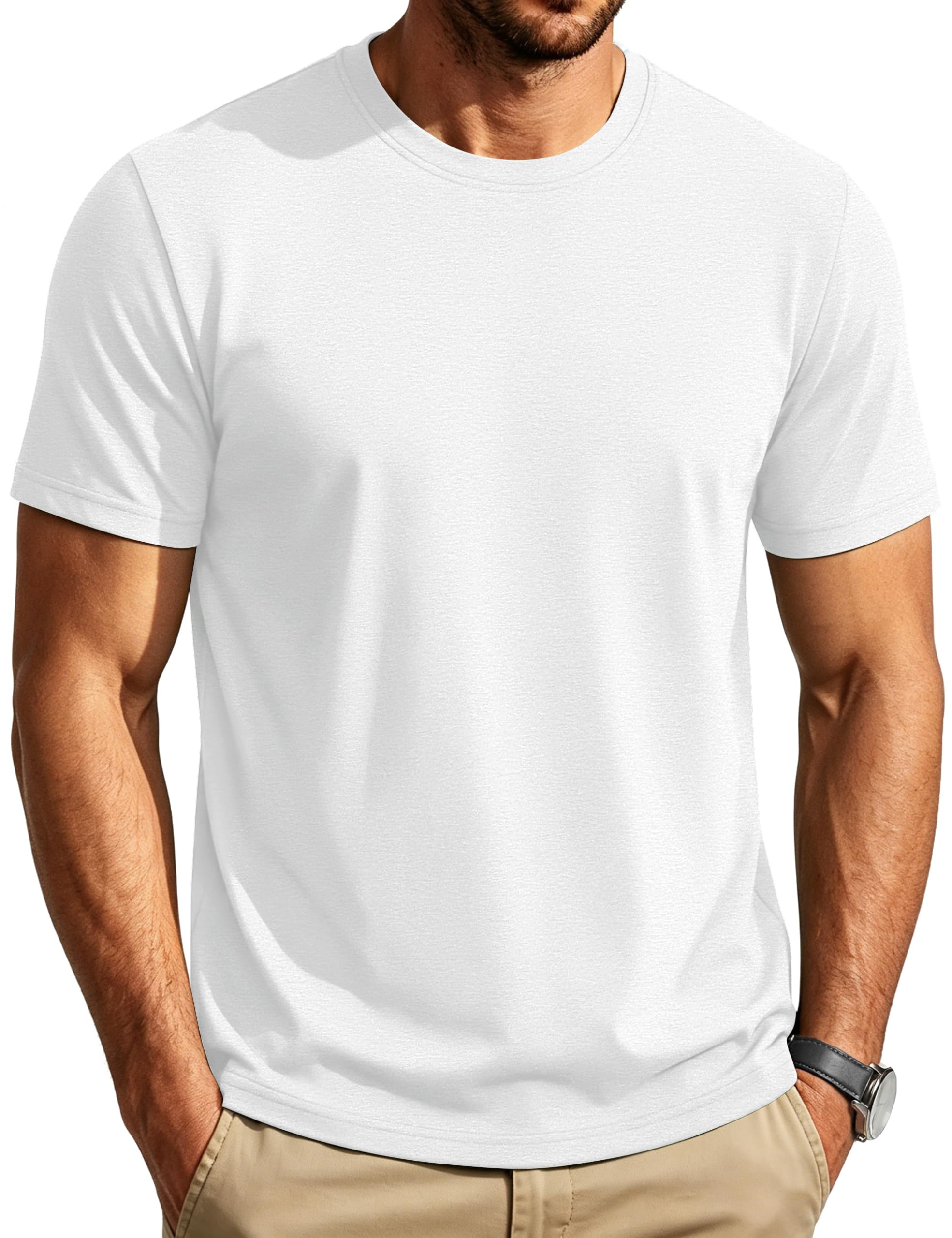 Cotrasen Mens T-Shirts Short Sleeve Cotton Crew Neck Lightweight Moisture Wicking Casual Soft Basic Plain Tee Shirts