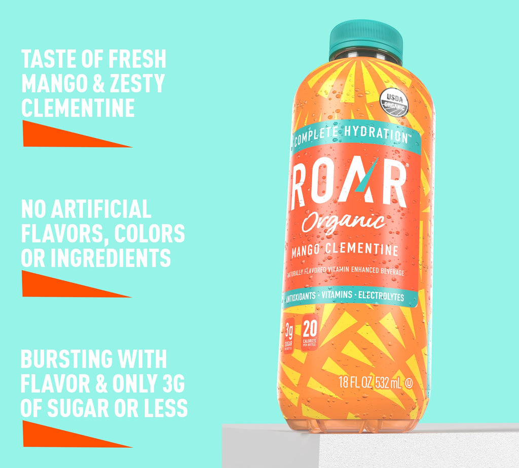 ROAR Complete Hydration Organic - Electrolyte Drinks Loaded with Vitamins C, B5, B12 - Non-GMO, Gluten-Free - Strawberry Lemonade - 12 pc