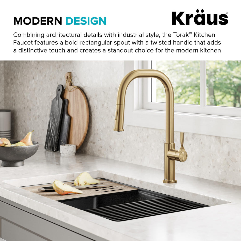 KRAUS Torak Pull Down Kitchen Faucet in Matte Black with Commercial Style Spring Spout, 2 Function Sprayer, Pre-Attached Water Lines, and Mounting Hardware, KPF-2635MB