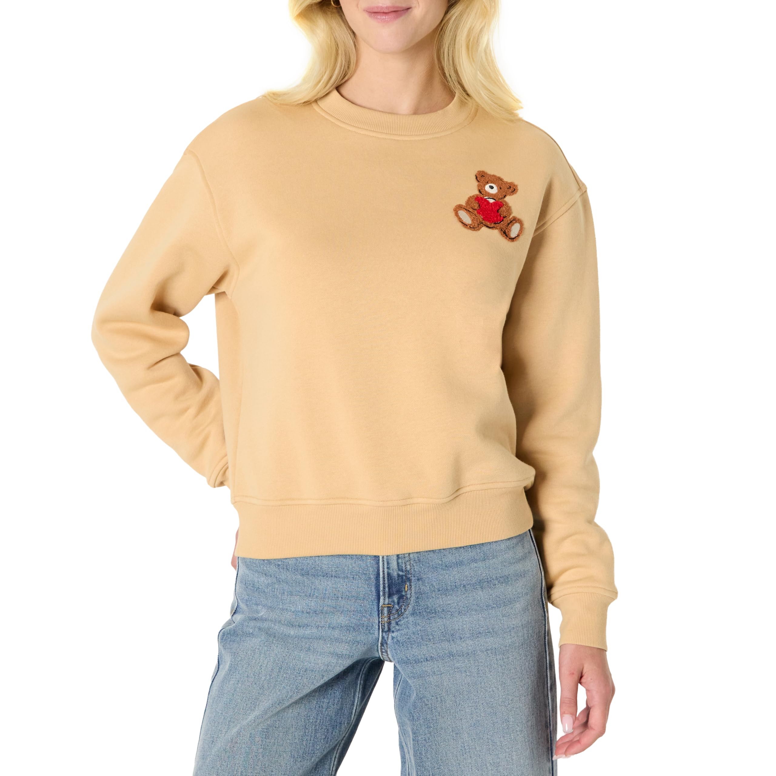 Amazon Essentials x Sofia Grainge Women's Relaxed Fit Boxy Drop Shoulder Crewneck Sweatshirt