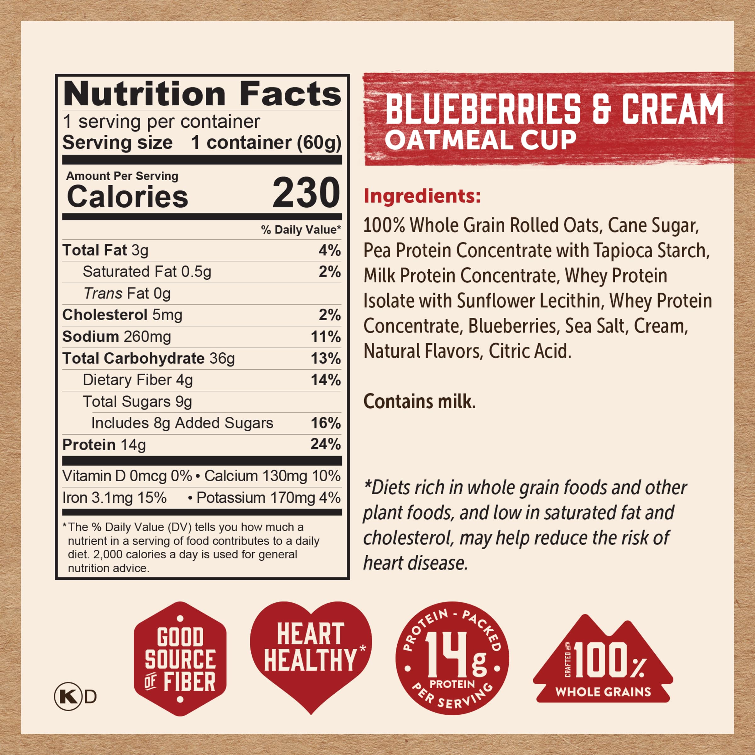 Kodiak Cakes Instant Protein Apple Cinnamon Oatmeal in a Cup, 2.12oz (Pack of 12)