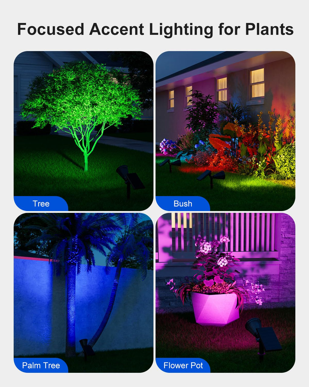 Solar Power Spot Lights Outdoor Waterproof for Christmas Decorations, Flag, Tree, Wreath, Santa Claus, Snowman, Bright LED Landscape Lamp Uplights for Outside Garden, Yard, Patio, Sidewalk,Warm White