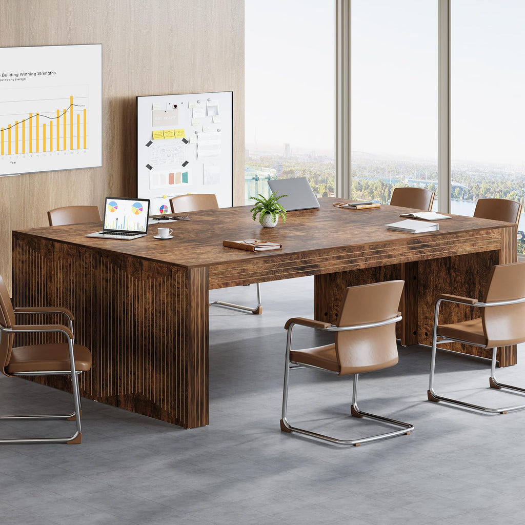 Tribesigns 79-Inch Extra Long Desk, Two Person Double Desk for Home Office, Wooden Long Computer Desk Writing Table for Office, Coffee Brown