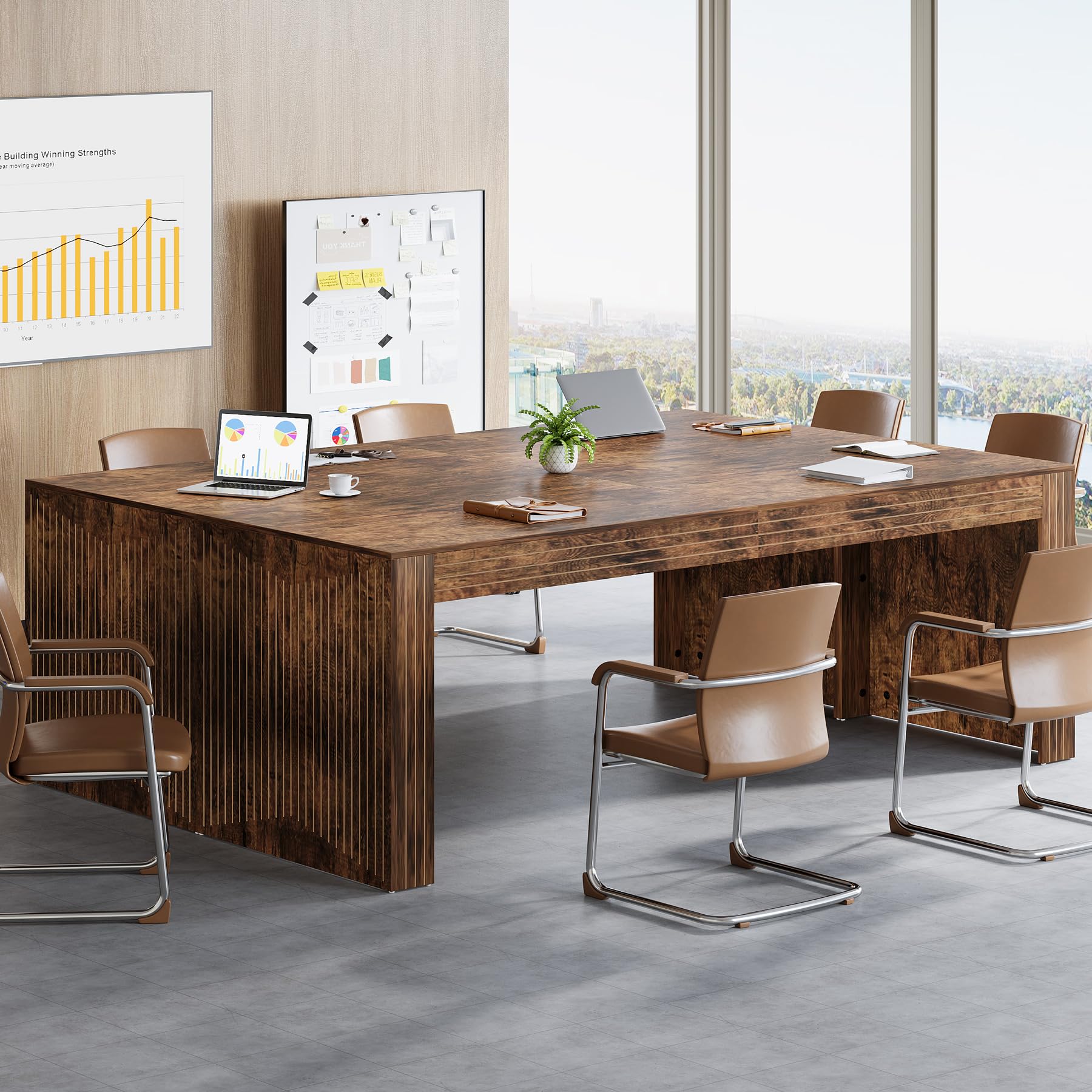 Tribesigns 79-Inch Extra Long Desk, Two Person Double Desk for Home Office, Wooden Long Computer Desk Writing Table for Office, Coffee Brown