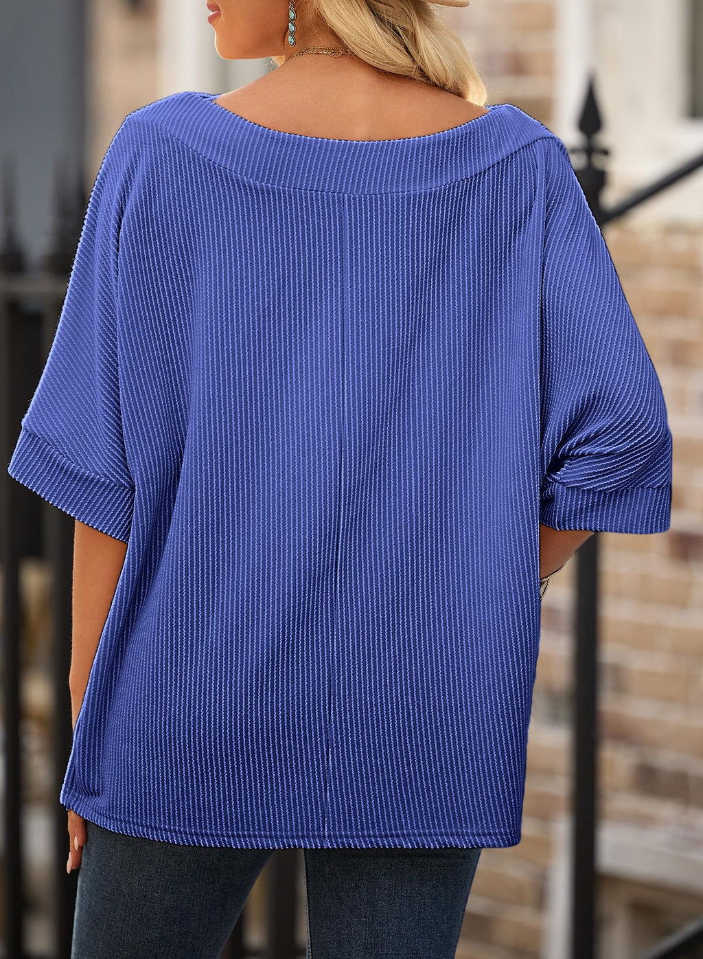EVALESS Sexy Off The Shoulder Tops for Women 3/4 Length Sleeve Womens Tops Spring Summer 2026 Boat Neck One Shoulder Shirts