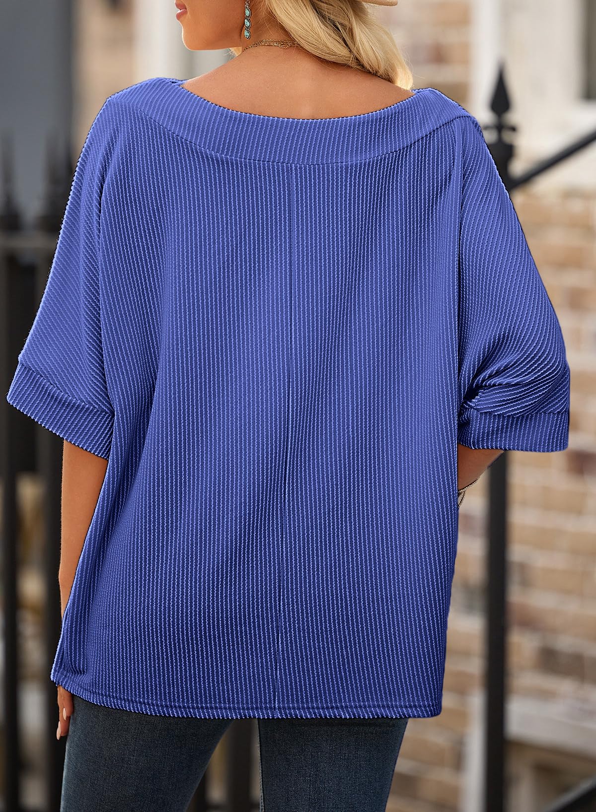 EVALESS Sexy Off The Shoulder Tops for Women 3/4 Length Sleeve Womens Tops Spring Summer 2026 Boat Neck One Shoulder Shirts