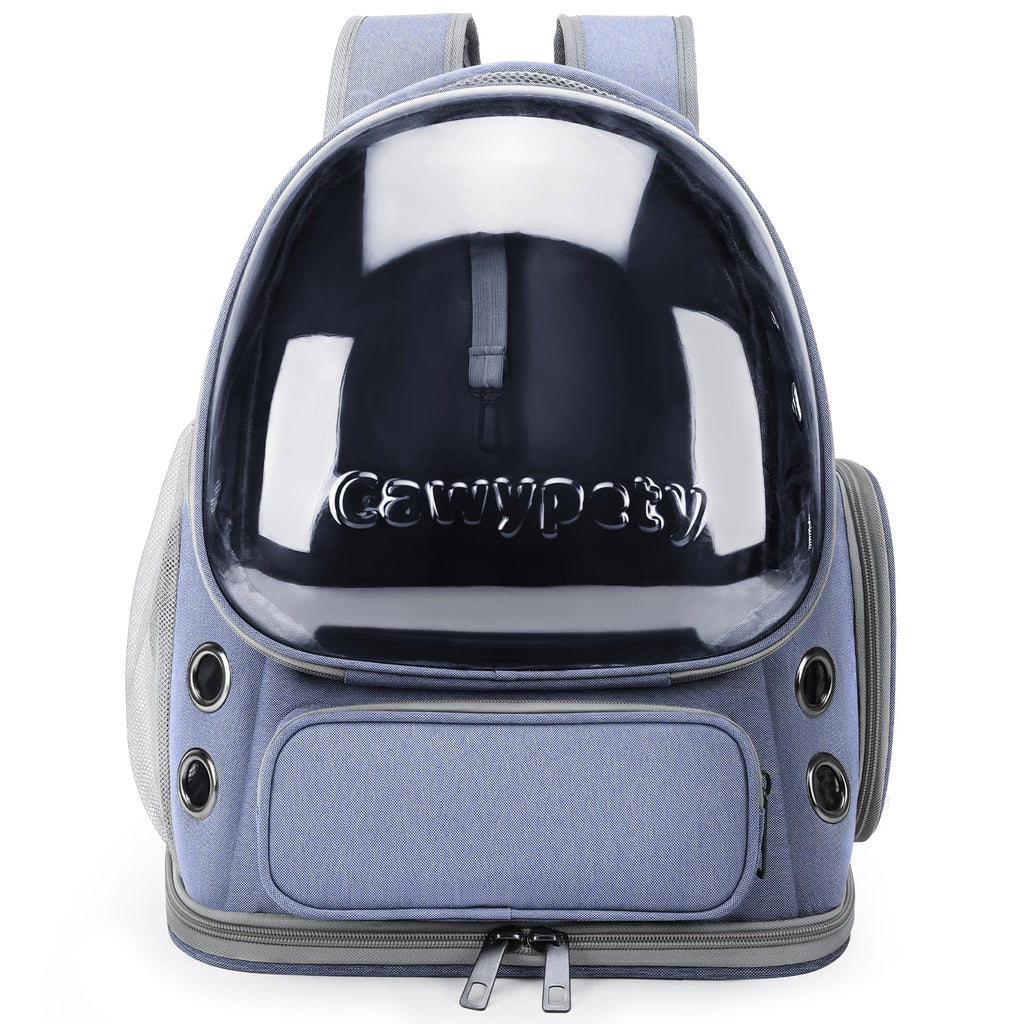 Cawypety Cat Backpack Carrier, Breathable Cat Carrier Large Space Bubble Pet Backpack for Kitty Small Dog up to 12lbs, Transparent & Foldable Pet Carrier for Travel Hiking (Black