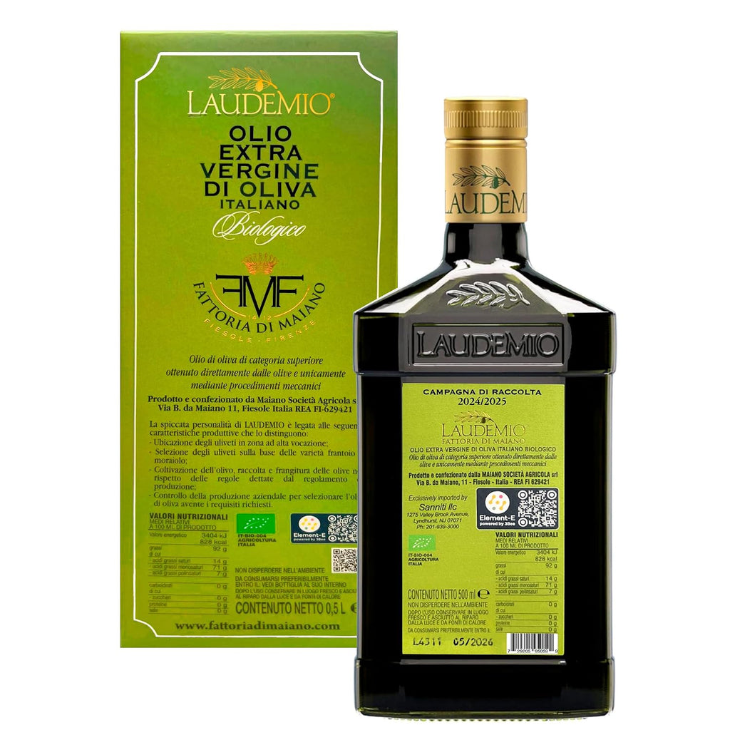 Sanniti Laudemio Organic Extra Virgin Olive Oil Fattoria di Maiano, Gold Award Winner at NYIOOC World Olive Oil Competition, 16.9 oz