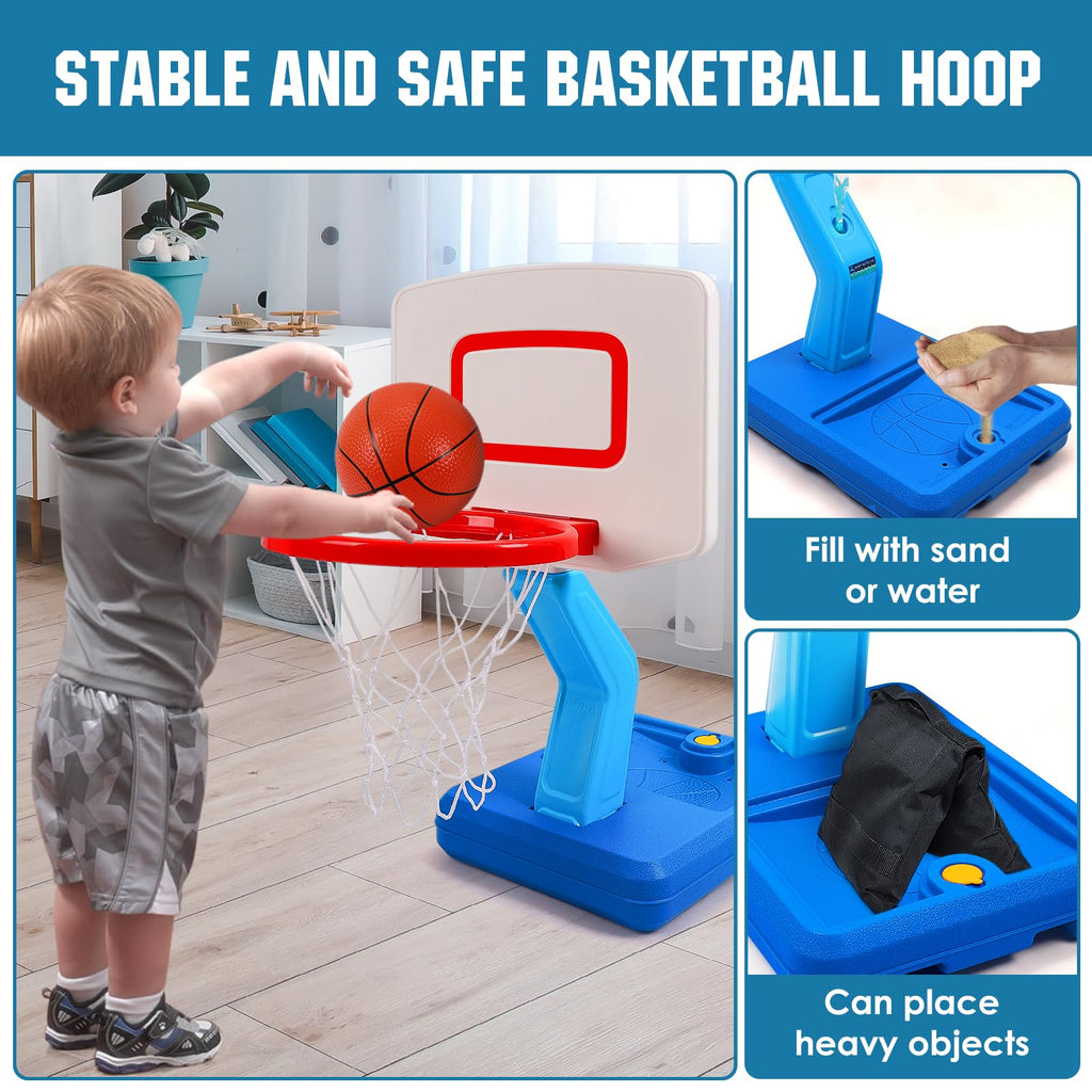 SUPER JOY Toddler Basketball Hoop - Height Adjustable Kids Basketball Hoops for Indoor & Outdoor Play - Portable Mini Basketball Goal for Poolside- Game Sport Toys for Boys & Girls Age 1 2 3 4 5