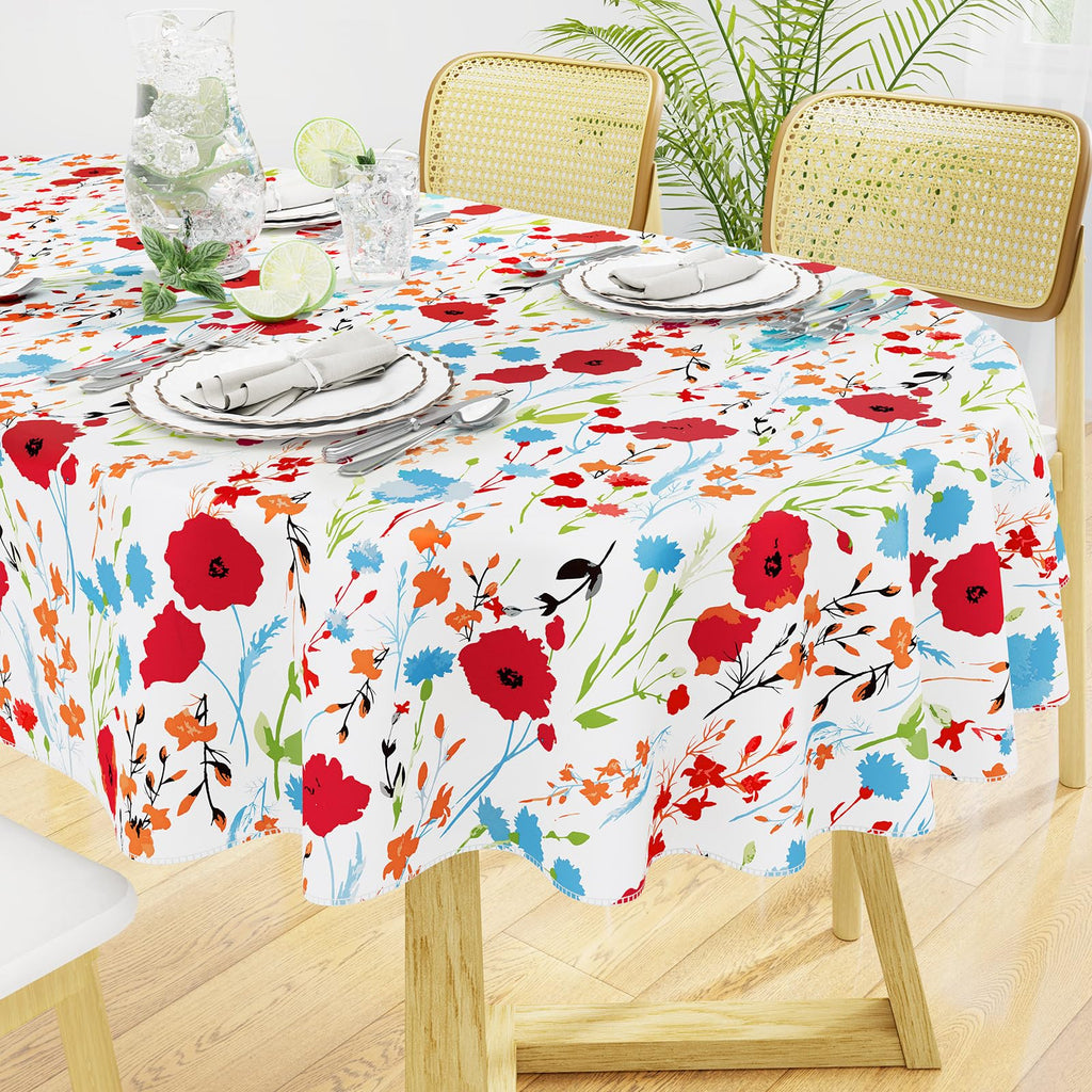 misaya Square Waterproof Vinyl Table Cloth, Wipeable Tablecloth with Flannel Backing, Plastic Table Cover for Dinner, Picnic, Indoor and Outdoor (Blue Leaves, 54" x 54")