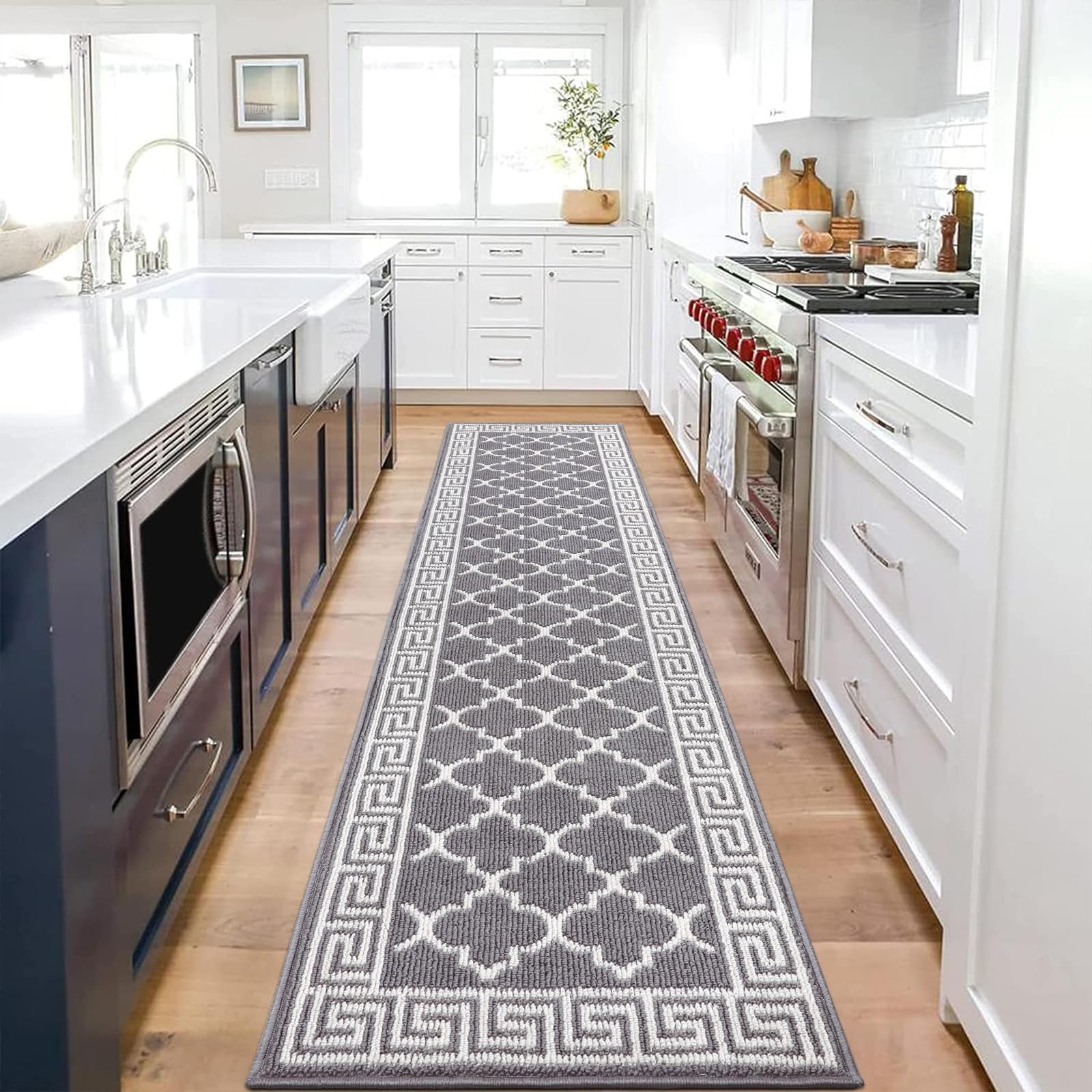 Pauwer Door Mat Indoor Entrance 20"x60" Absorbent Dirt Trapper Welcome Mats for Front Door Washable Entryway Rugs Ultra Thin Doormat Non Slip Runner Rugs for Hallway Kitchen Laundry Room, Beige