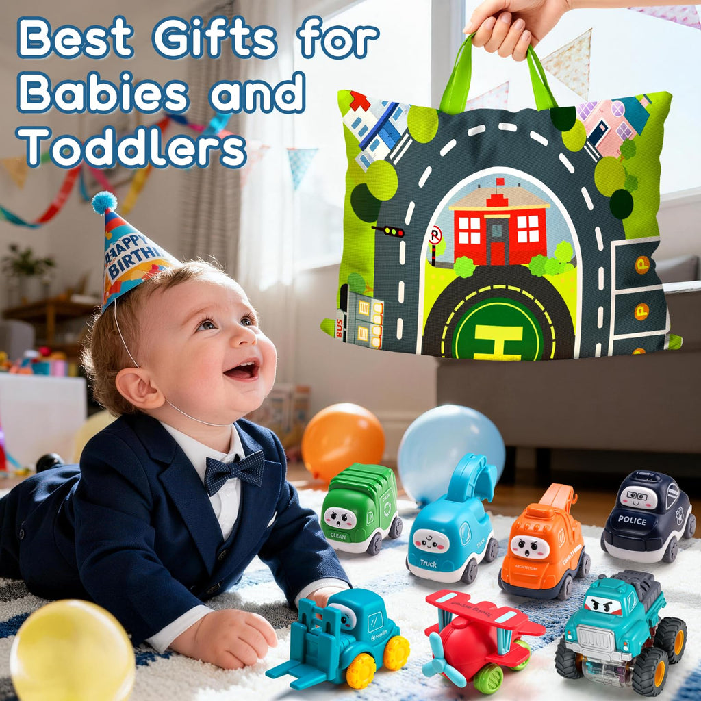 Big Cartoon Truck Car Toys for 1 Year Old Boy with Playmat/Storage Bag|Baby and Toddler Toys 12-18 Months & Age 1-2|1st Birthday Gift for Baby Toys 1 Year Old