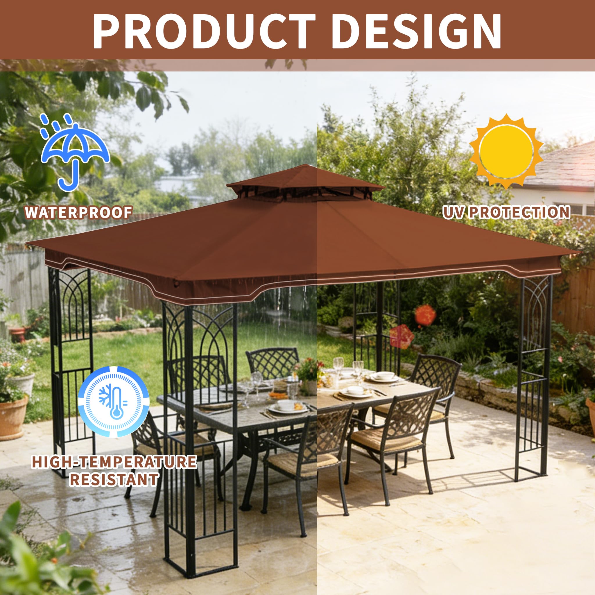 SCOCANOPY Replacement Gazebo Canopy Compatible with 10 x 12 Regency II Patio Gazebo Model L-GZ798PST,A101004104,A101004105,(Forest Green)