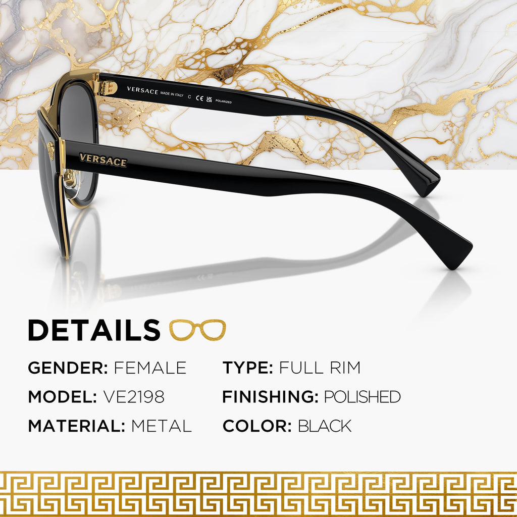 VERSACE VE2198 Phantos Shape Metal Sunglasses 54mm