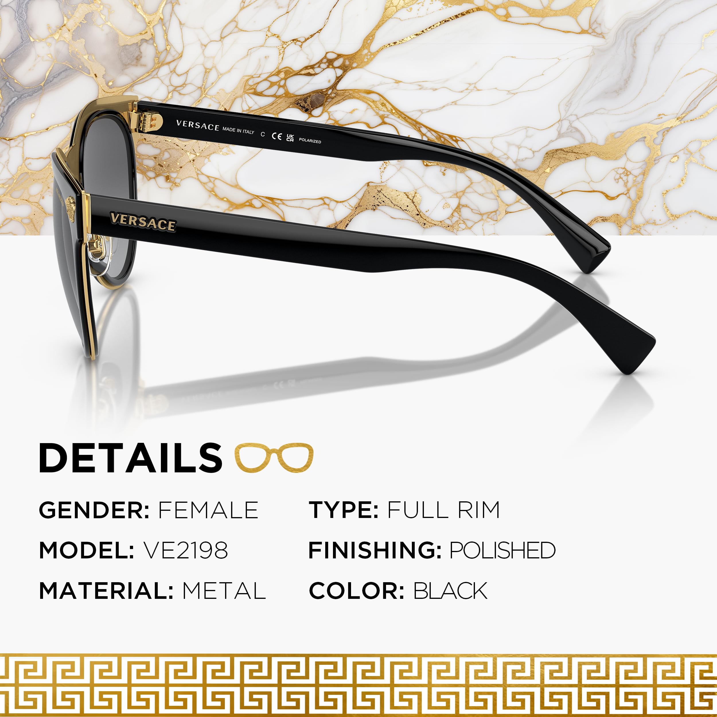 VERSACE VE2198 Phantos Shape Metal Sunglasses 54mm