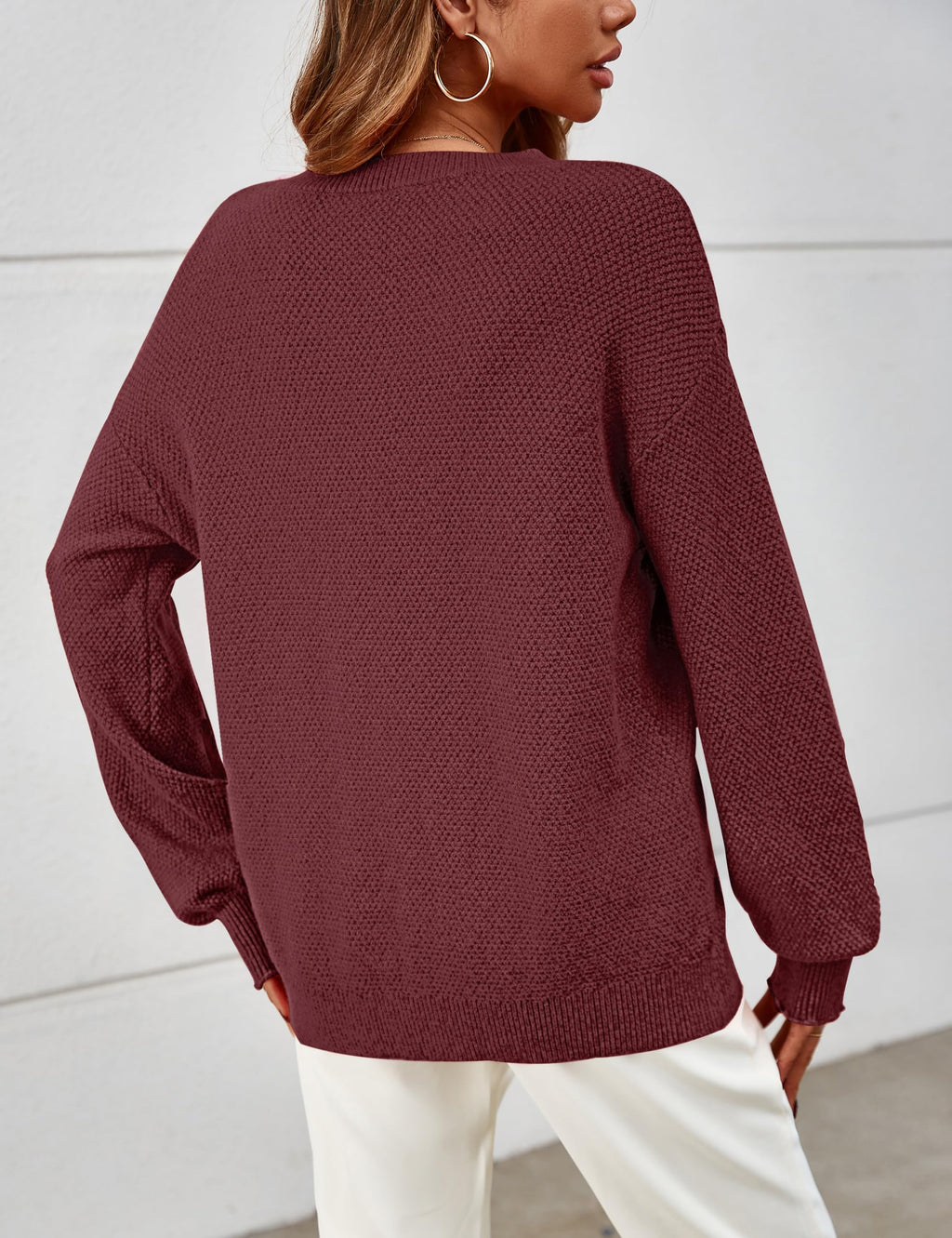 MEROKEETY Sweaters for Women Fall Winter 2026 Oversized Pullover Spring Crew Neck Long Sleeve Heathered Knit Tops