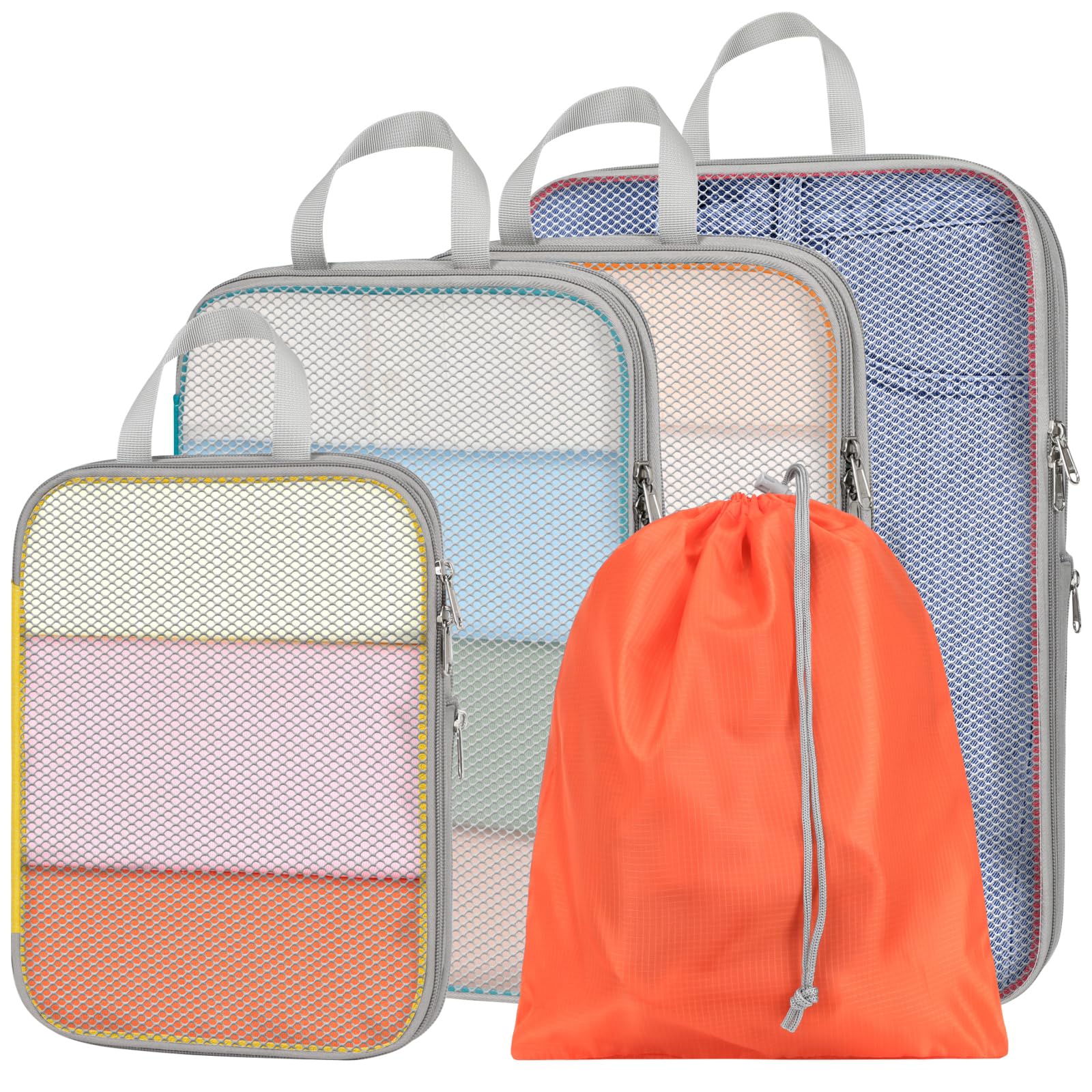 Cambond Compression Packing Cubes for Travel - Lightweight Expandable Travel Bags Luggage Organizers Travel Essentials Compression Cubes for Travel Space Saver for Carry on Suitcases Organizer