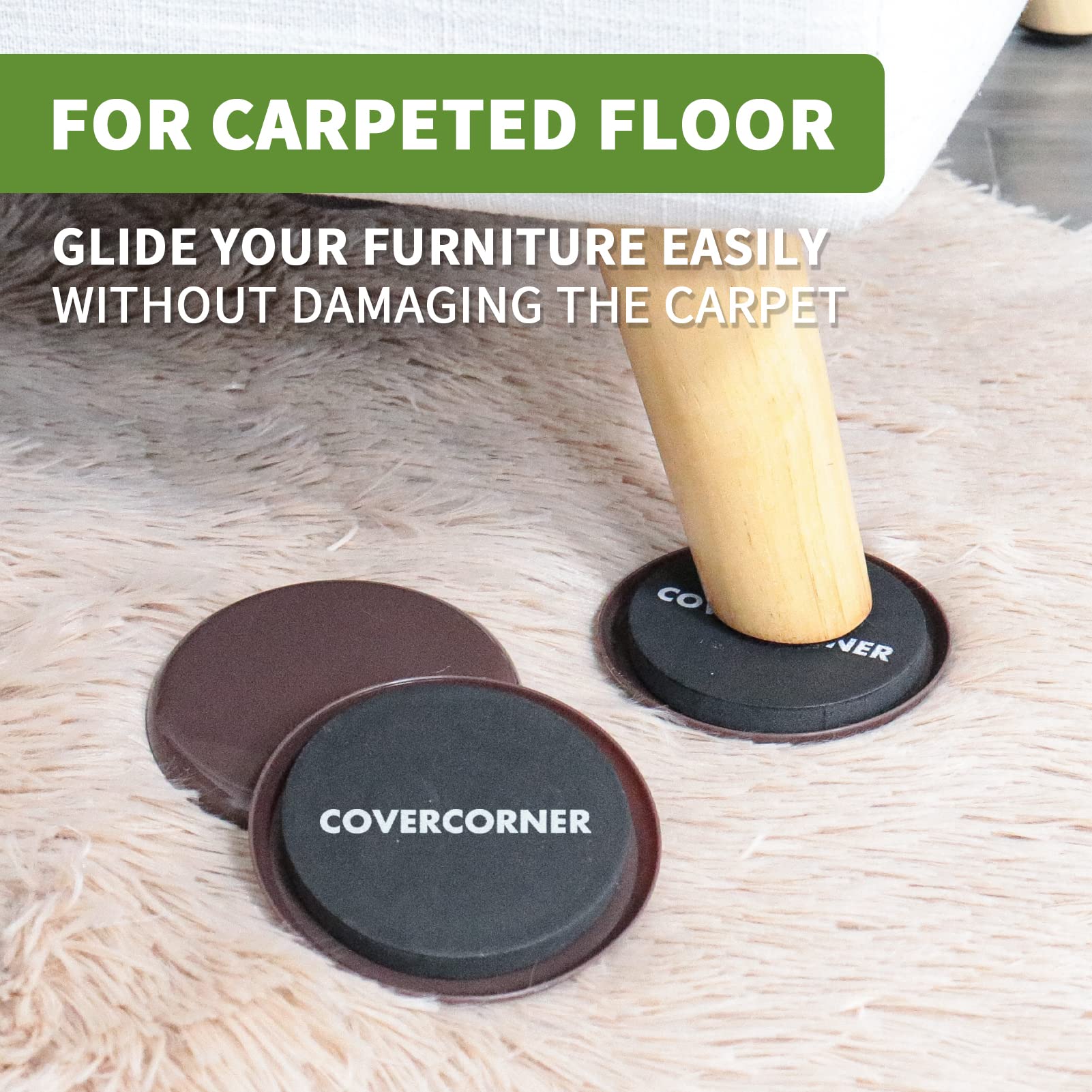 Furniture Sliders for Carpet 4 PCS - 9 1/2 inch Furniture Moving Slider Chair Legs Floors Protectors– Move Your Furniture Easy & Safely (for Carpet)