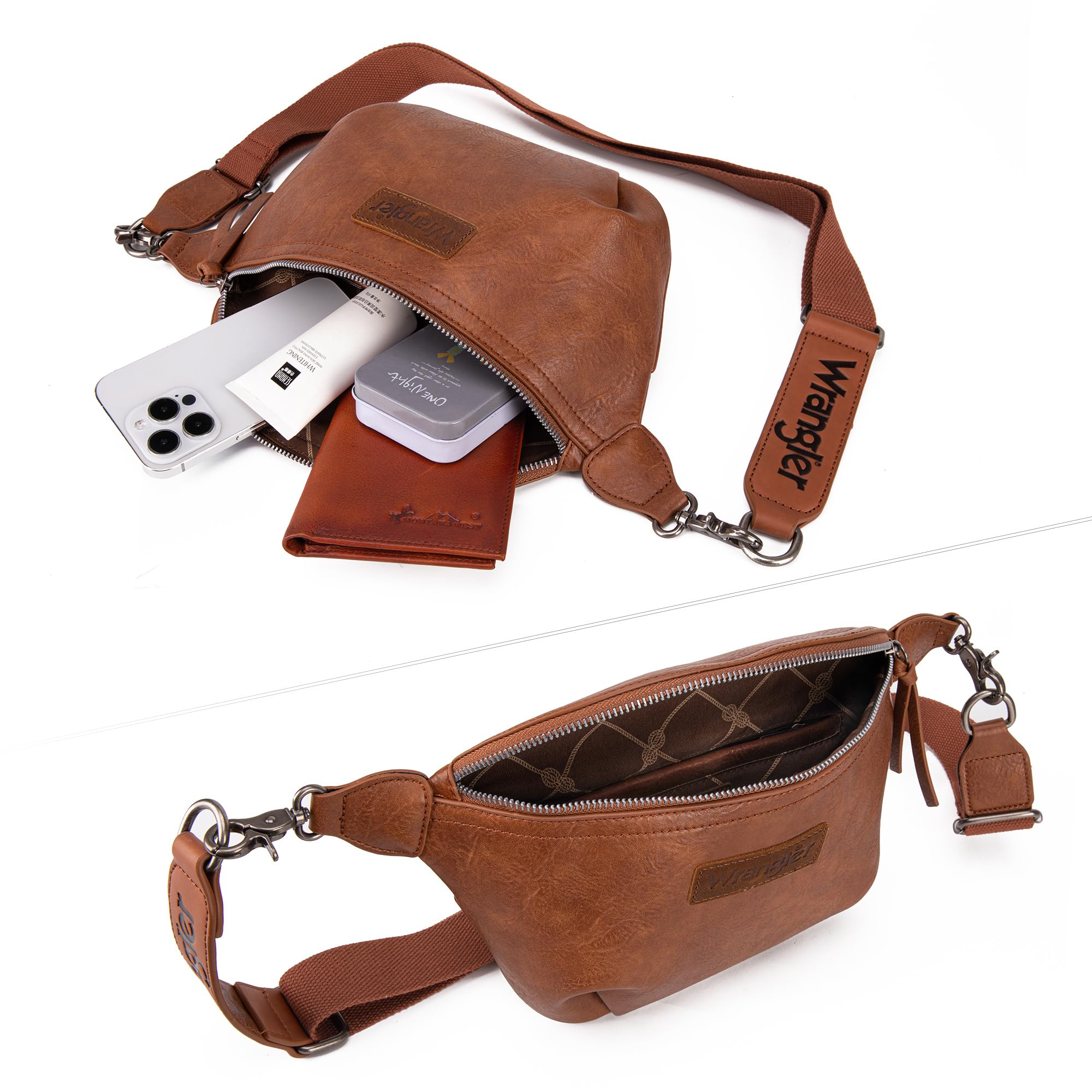 Wrangler Crossbody Bags for Women Large Fanny Packs Bum Bag Travel Belt Bags Sling Purse