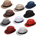 Haysandy 10 Pack 1920s Fedora Hats for Men Short Brim Sun Panama Hats for Men Women Party Costume